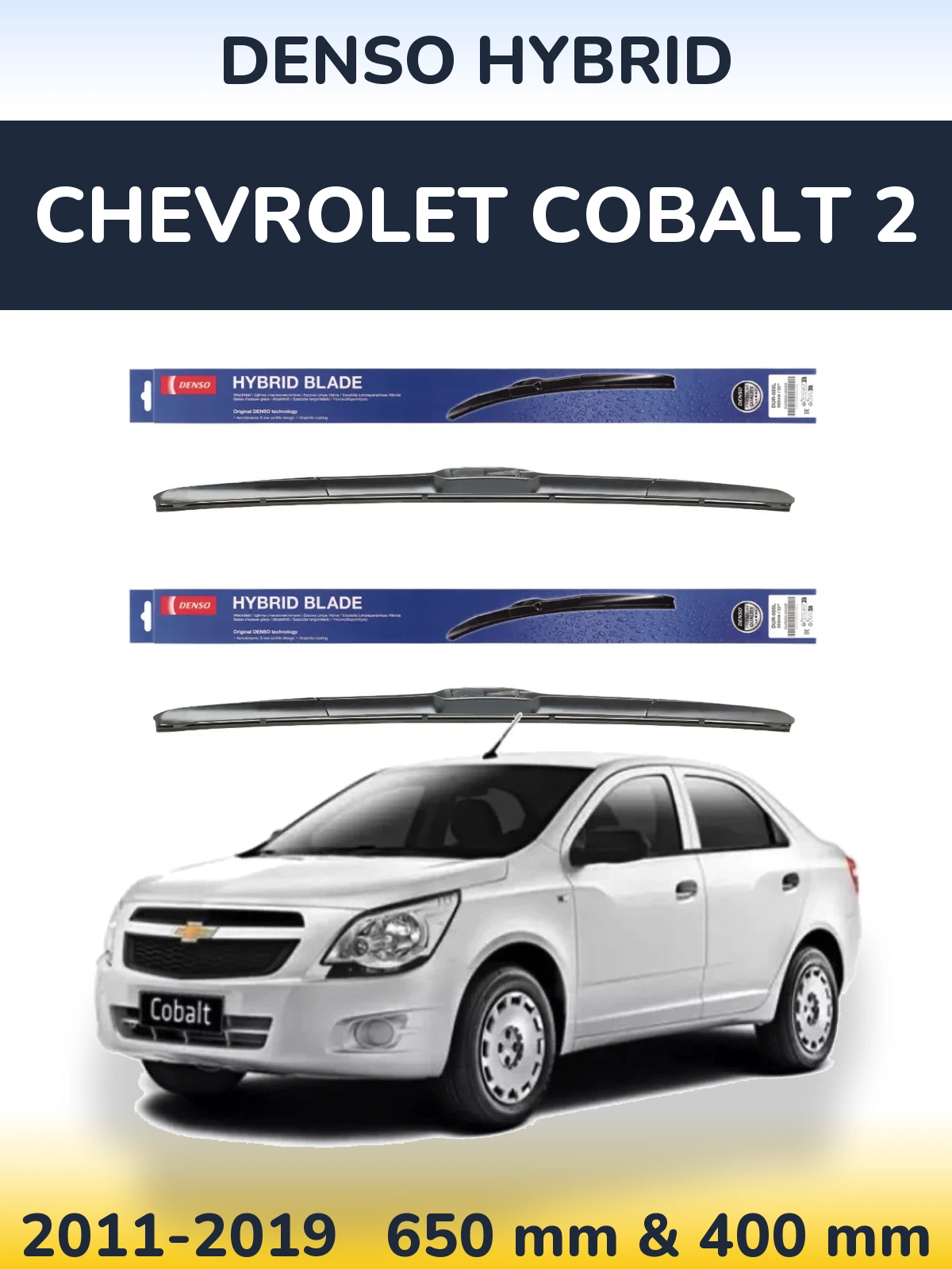 Komplet przednich wycieraczek Denso Hybrid 650 & 400 mm do Chevrolet Cobalt 2 2011-2019
