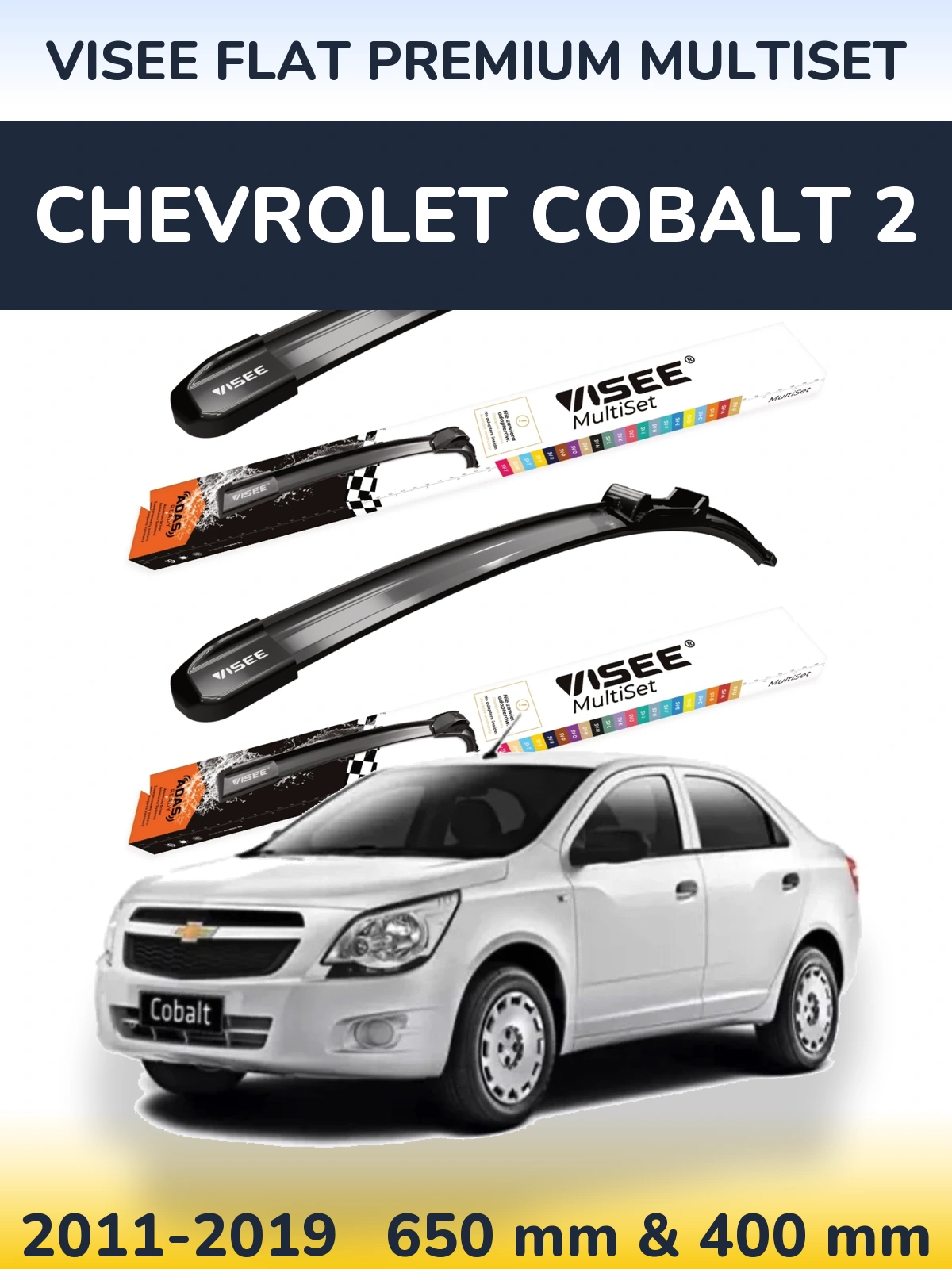 Komplet przednich wycieraczek VISEE FLAT PREMIUM MultiSet 650 & 400 mm do Chevrolet Cobalt 2 2011-2019