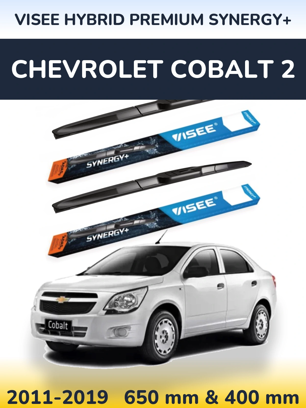 Komplet przednich wycieraczek VISEE HYBRID PREMIUM SYNERGY+ 650 & 400 mm do Chevrolet Cobalt 2 2011-2019