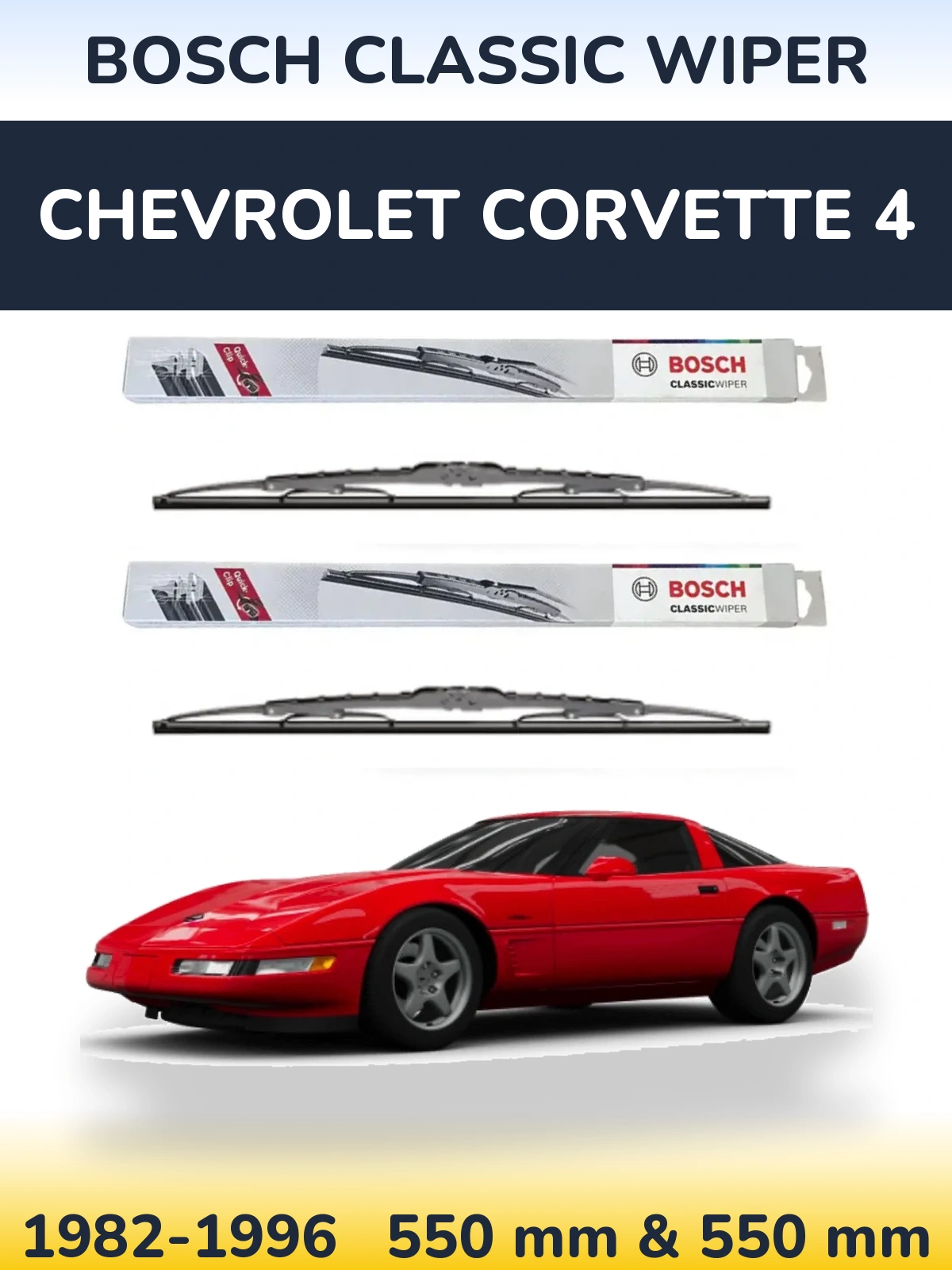 Komplet przednich wycieraczek BOSCH Classic Wiper 550 & 550 mm do Chevrolet Corvette 4 1982-1996