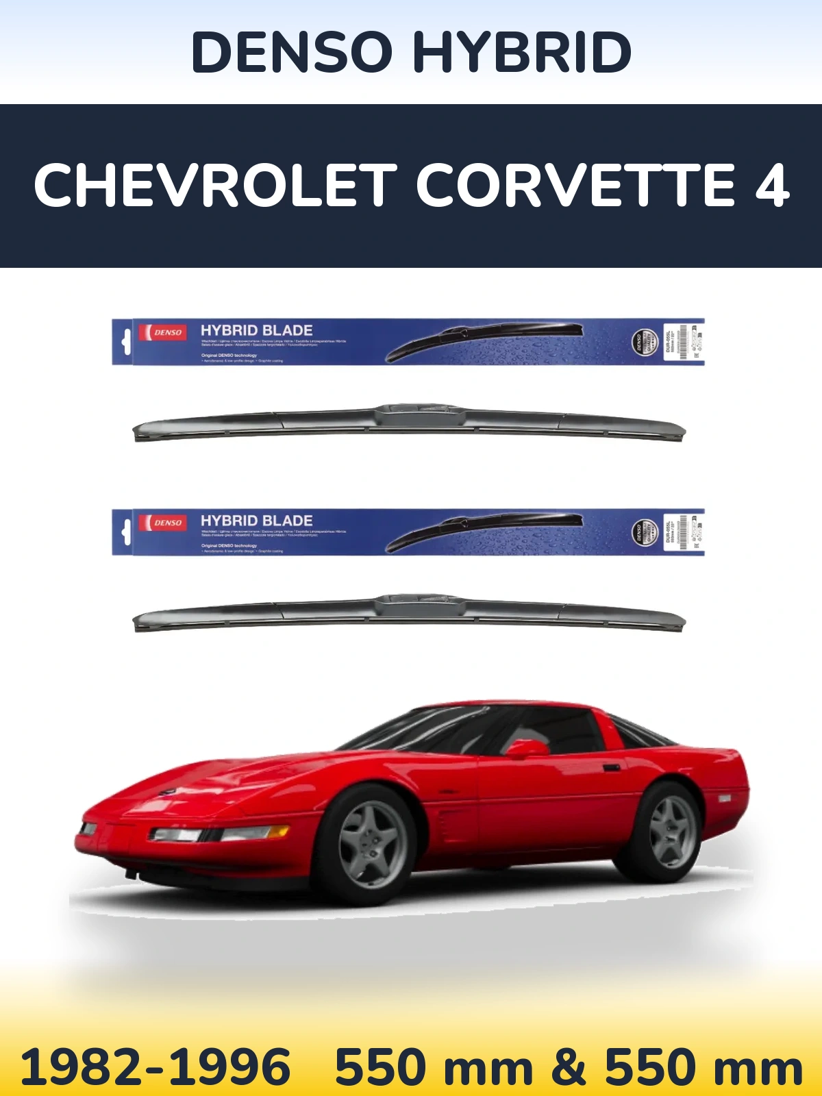 Komplet przednich wycieraczek Denso Hybrid 550 & 550 mm do Chevrolet Corvette 4 1982-1996
