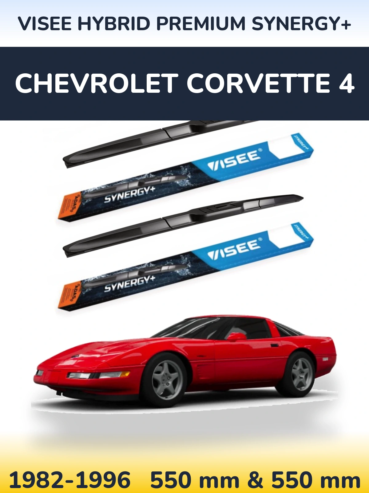Komplet przednich wycieraczek VISEE HYBRID PREMIUM SYNERGY+ 550 & 550 mm do Chevrolet Corvette 4 1982-1996