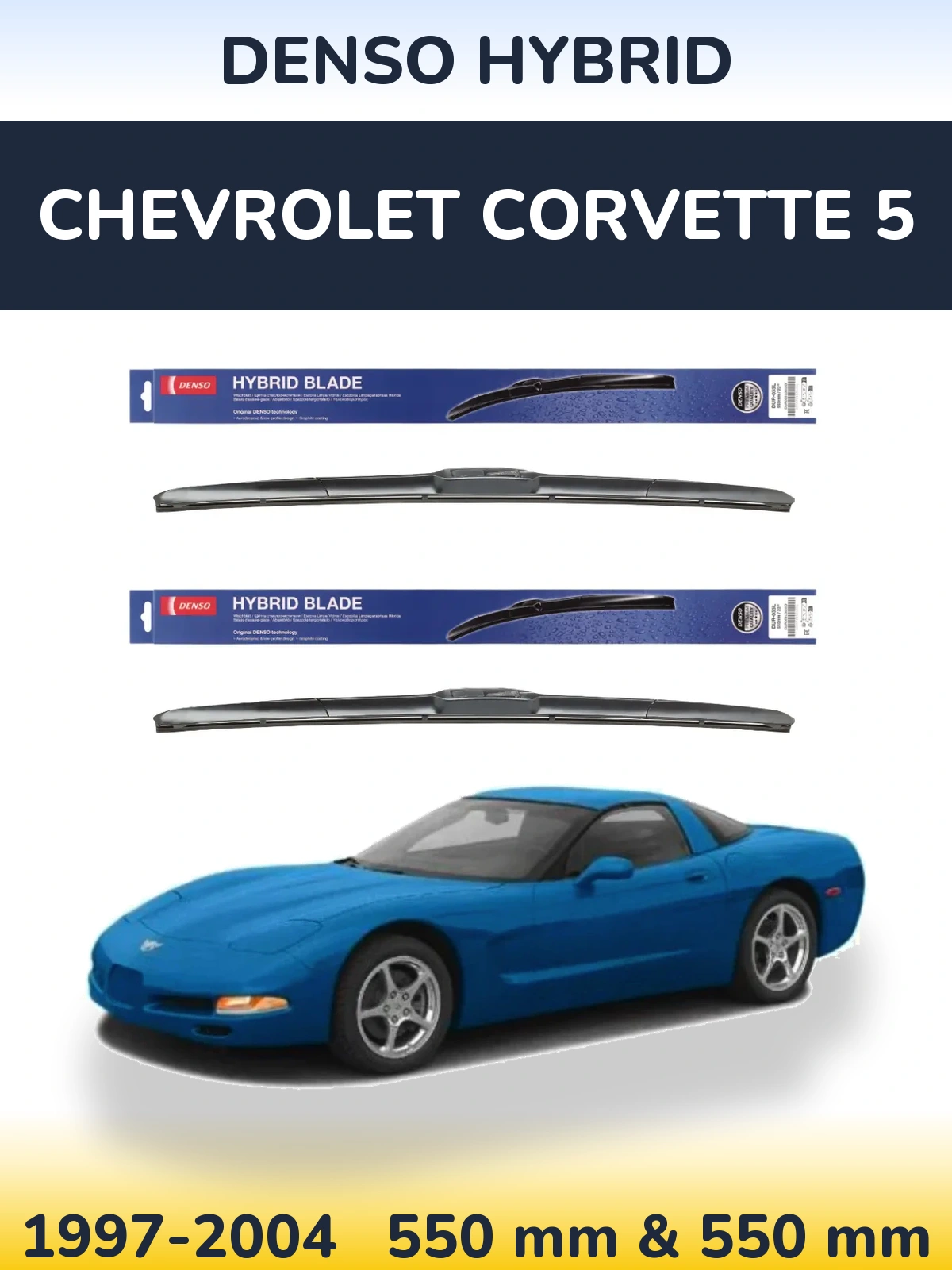 Komplet przednich wycieraczek Denso Hybrid 550 & 550 mm do Chevrolet Corvette 5 1997-2004