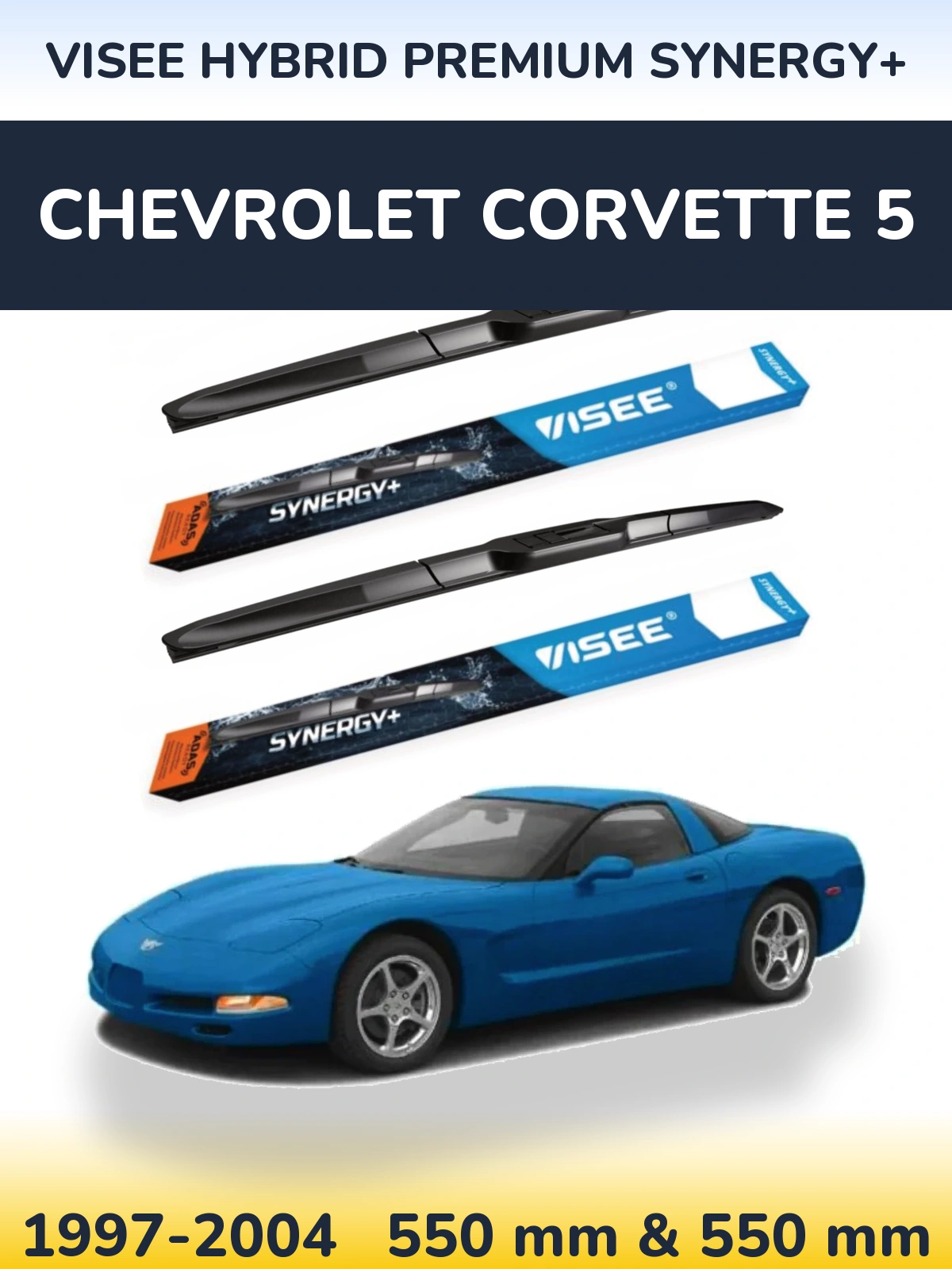 Komplet przednich wycieraczek VISEE HYBRID PREMIUM SYNERGY+ 550 & 550 mm do Chevrolet Corvette 5 1997-2004