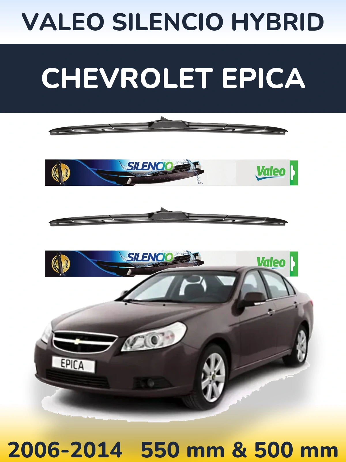 Комплект передних дворников Valeo Silencio Hybrid 550 & 500 мм для Chevrolet Epica 2006-2014