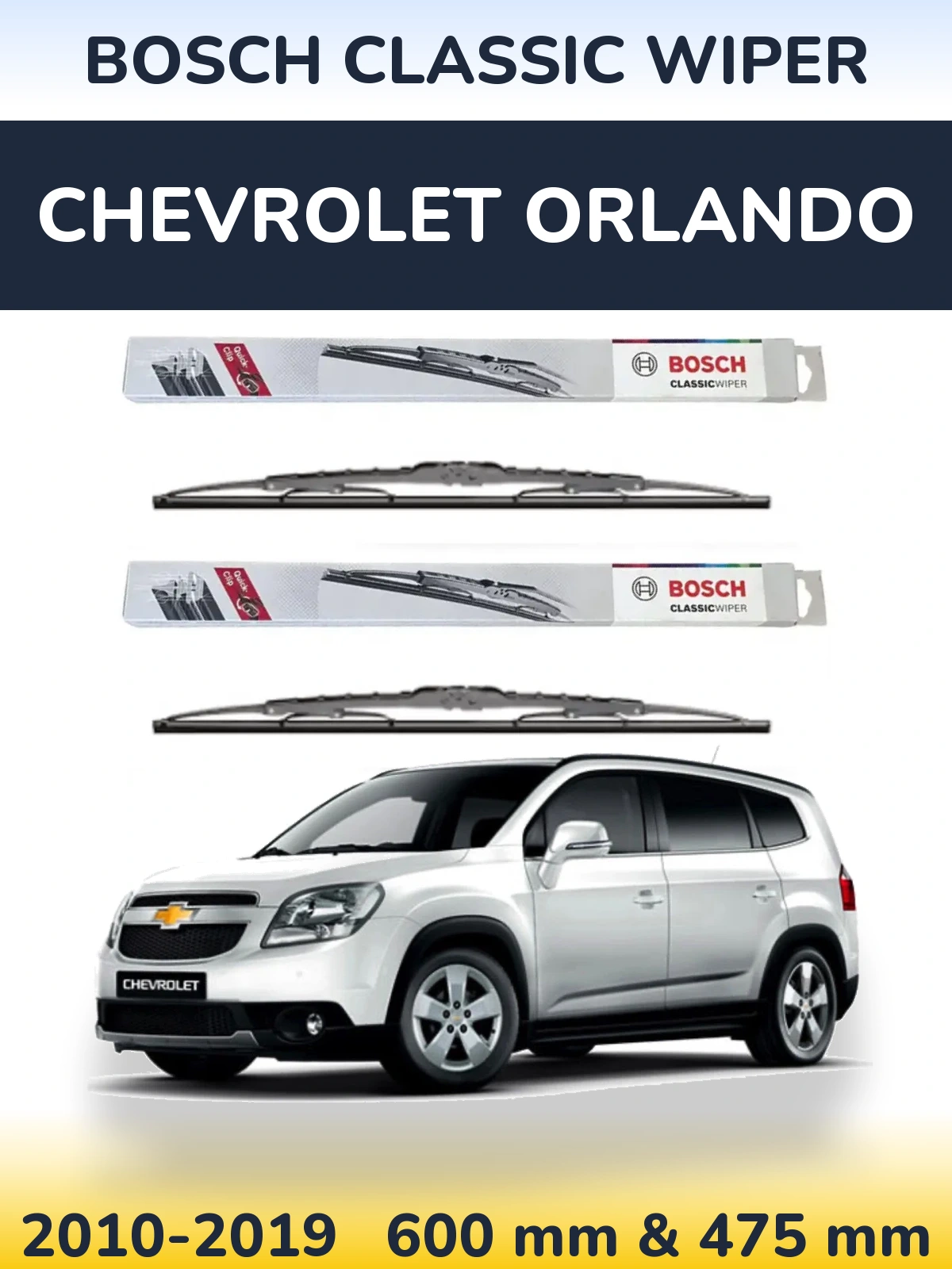 Komplet przednich wycieraczek BOSCH Classic Wiper 600 & 475 mm do Chevrolet Orlando 2010-2019