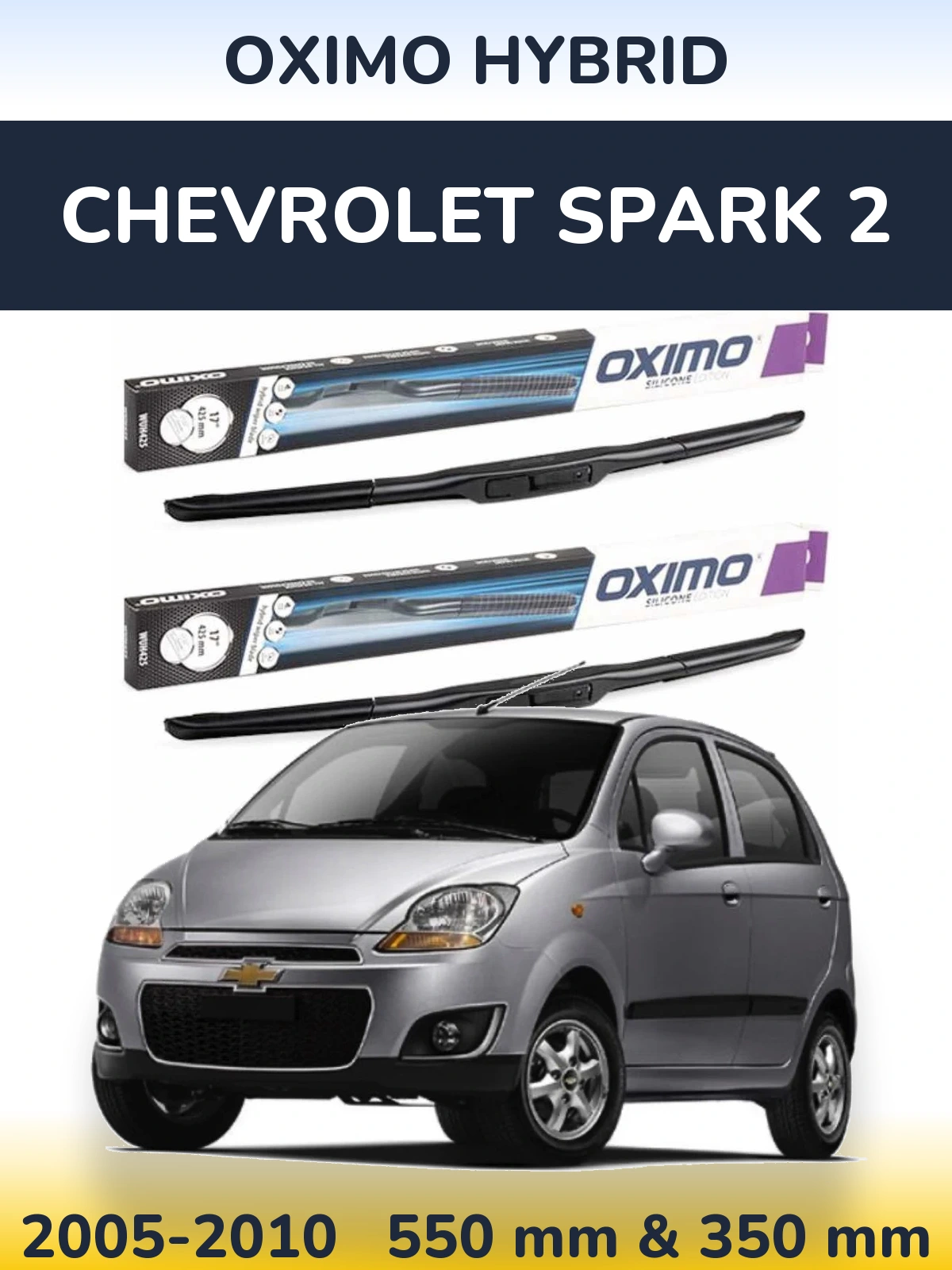 Komplet przednich wycieraczek Oximo Hybrid 550 & 350 mm do Chevrolet Spark 2 2005-2010