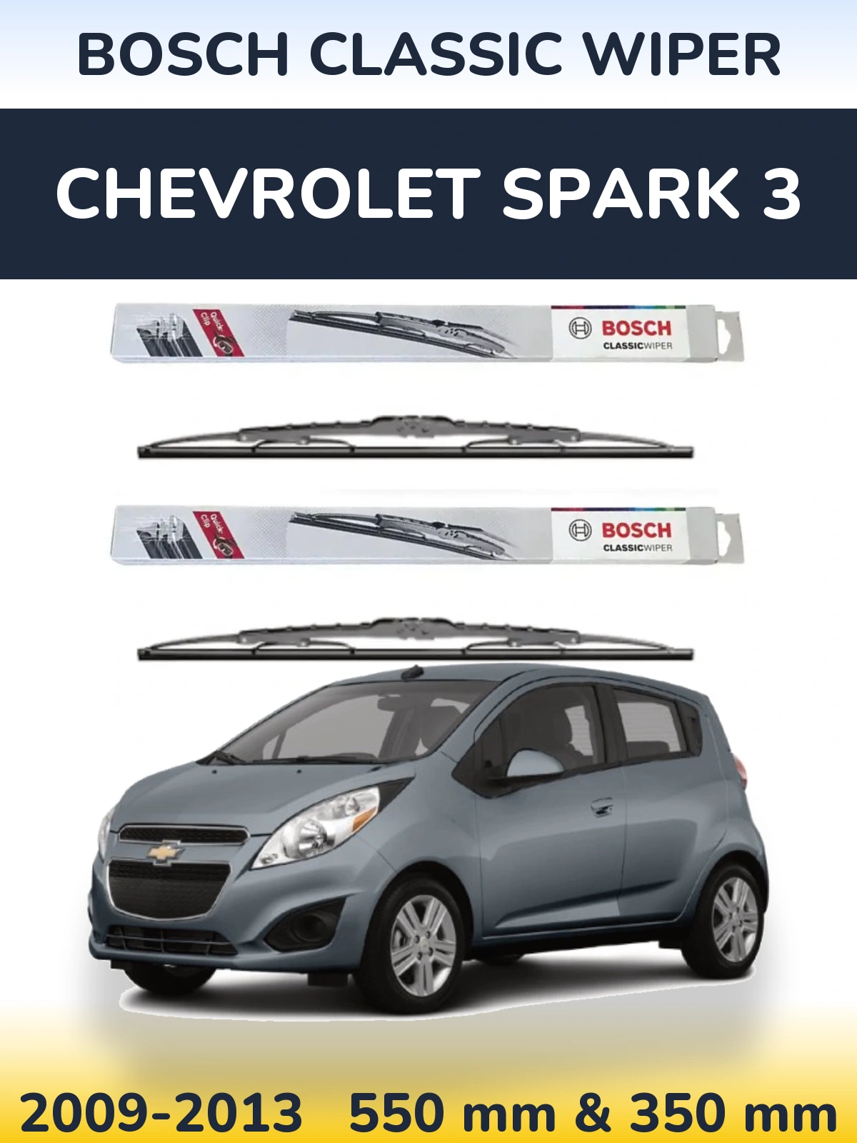 Komplet przednich wycieraczek BOSCH Classic Wiper 550 & 340 mm do Chevrolet Spark 3 2009-2013