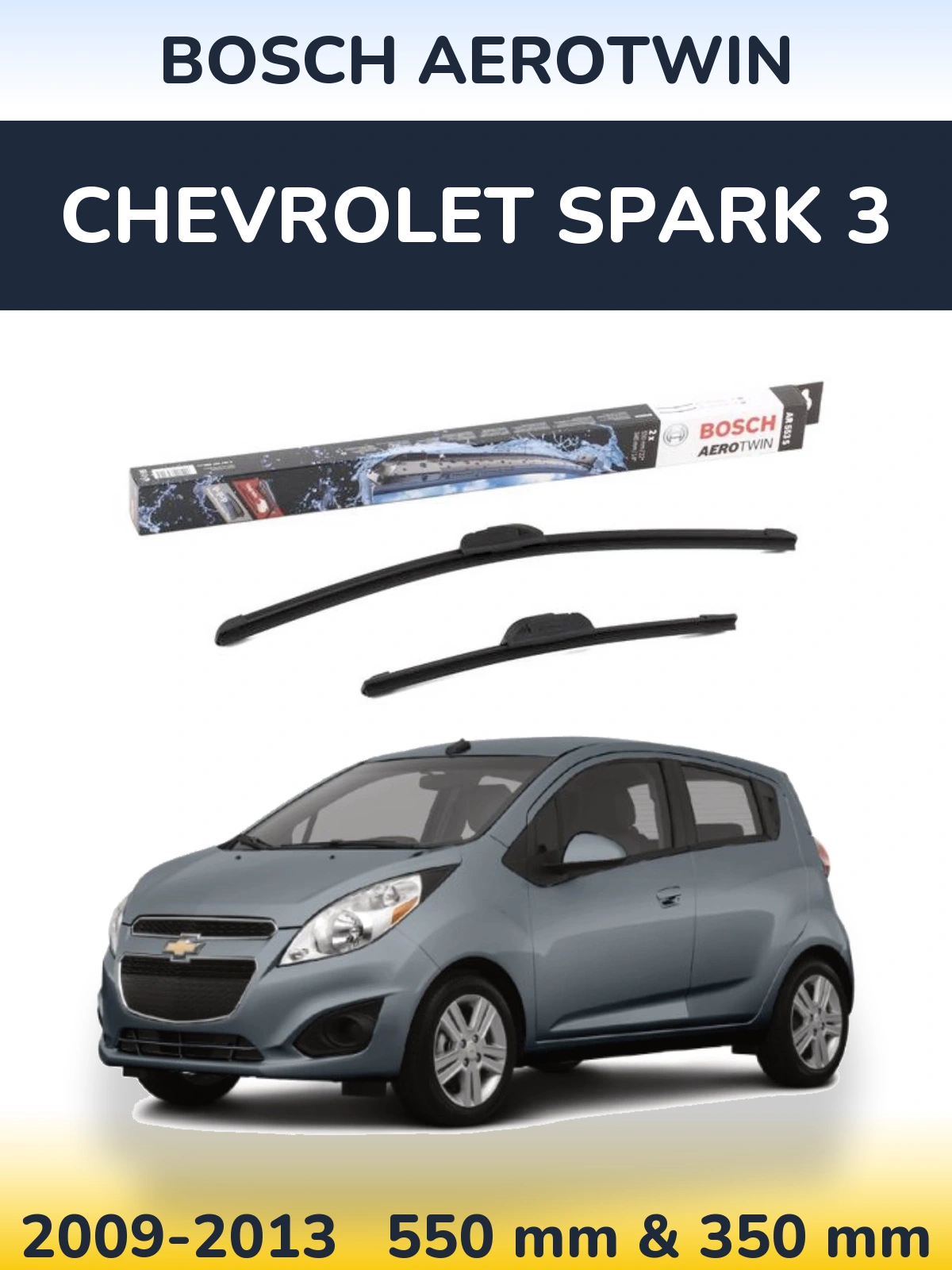 Komplet przednich wycieraczek BOSCH AeroTwin 550 & 350 mm do Chevrolet Spark 3 2009-2013