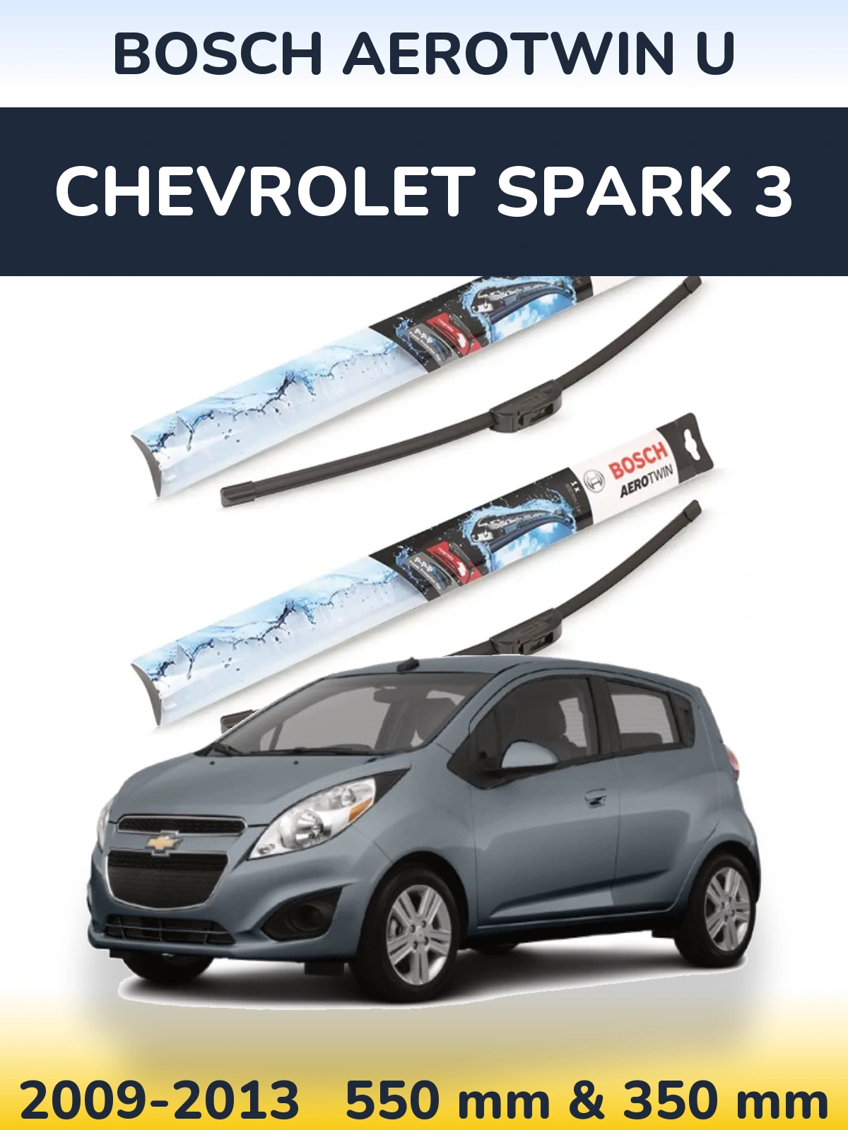Komplet przednich wycieraczek BOSCH AeroTwin U 550 & 350 mm do Chevrolet Spark 3 2009-2013