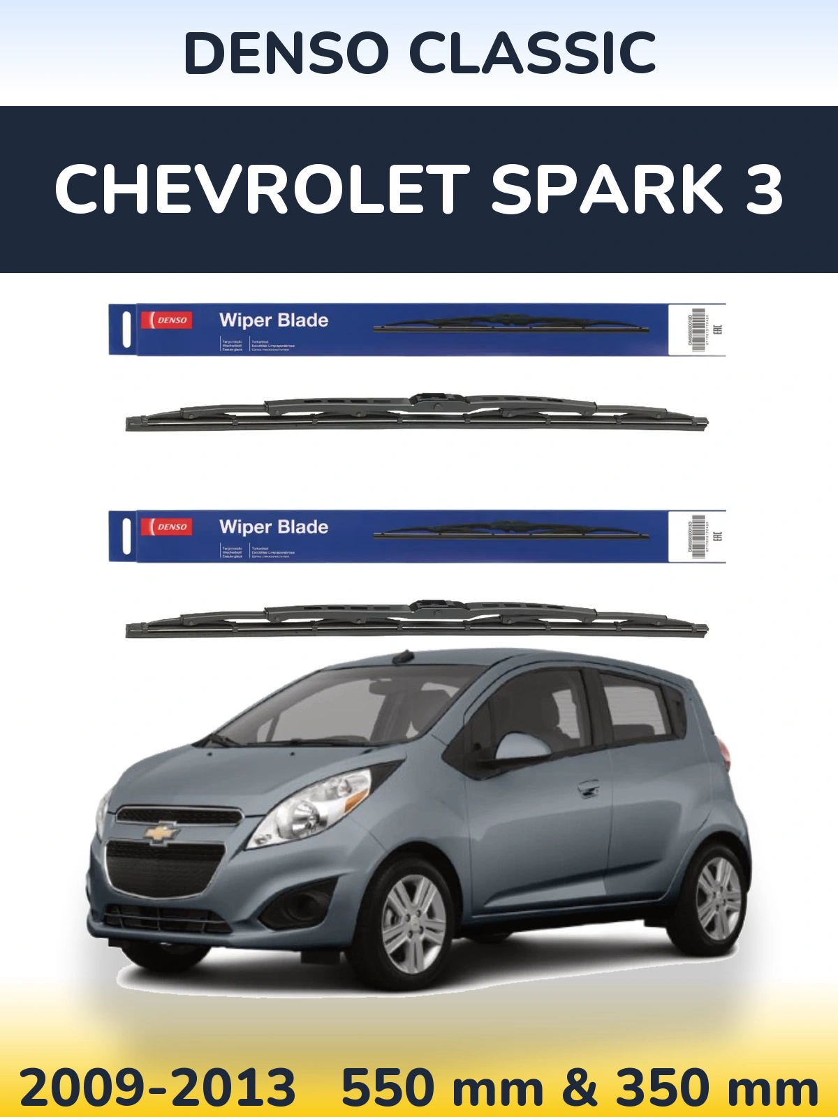 Komplet przednich wycieraczek Denso Classic 550 & 350 mm do Chevrolet Spark 3 2009-2013