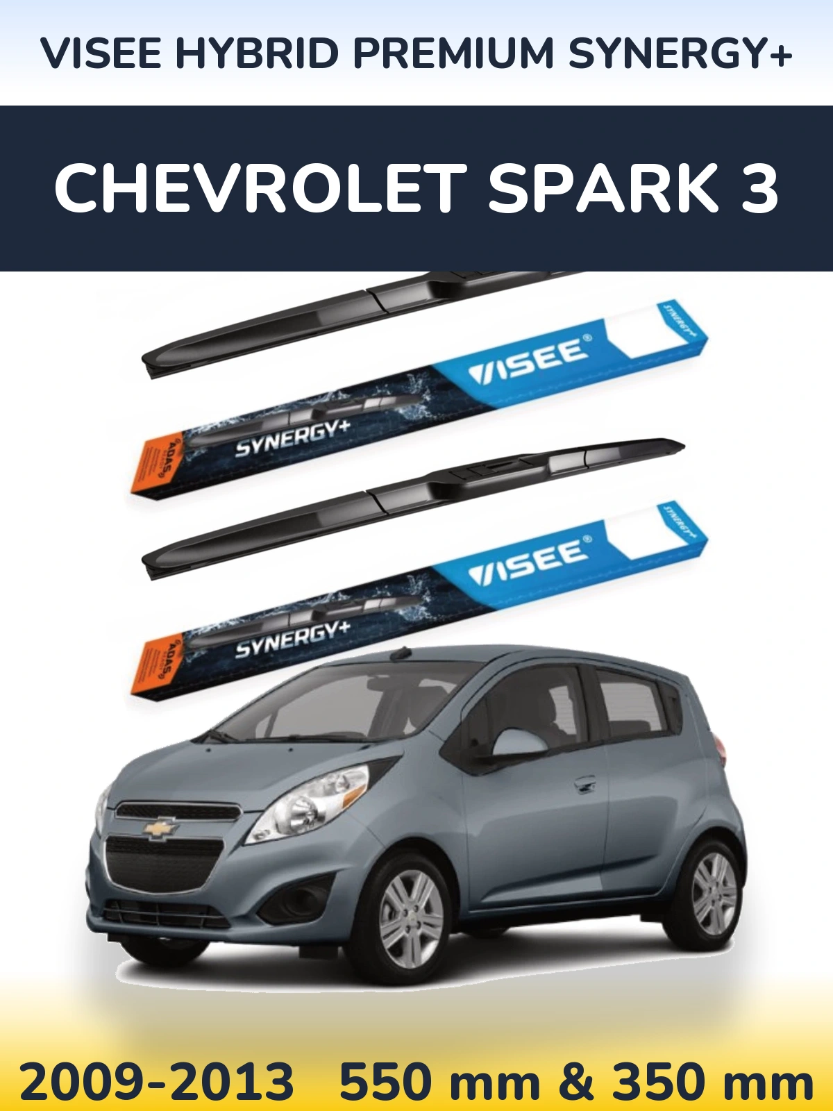 Komplet przednich wycieraczek VISEE HYBRID PREMIUM SYNERGY+ 550 & 350 mm do Chevrolet Spark 3 2009-2013