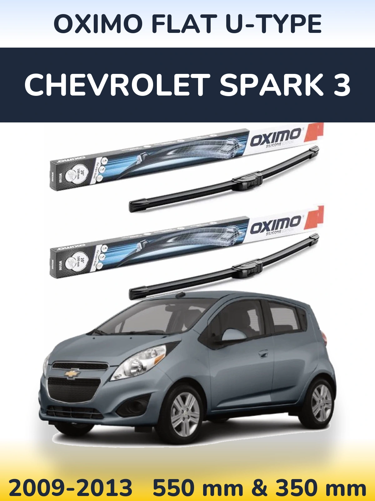 Komplet przednich wycieraczek Oximo Flat U-type 550 & 350 mm do Chevrolet Spark 3 2009-2013