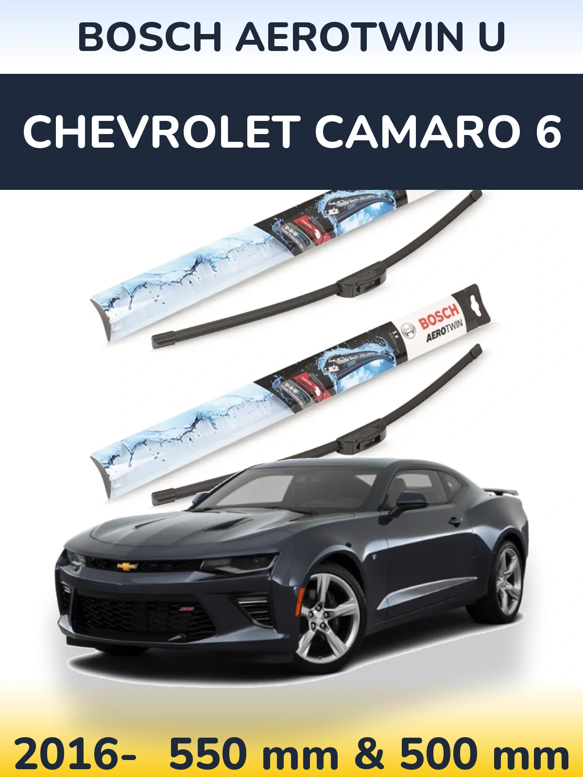 Komplet przednich wycieraczek BOSCH AeroTwin U 550 & 500 mm do Chevrolet Camaro 6 2016-2026