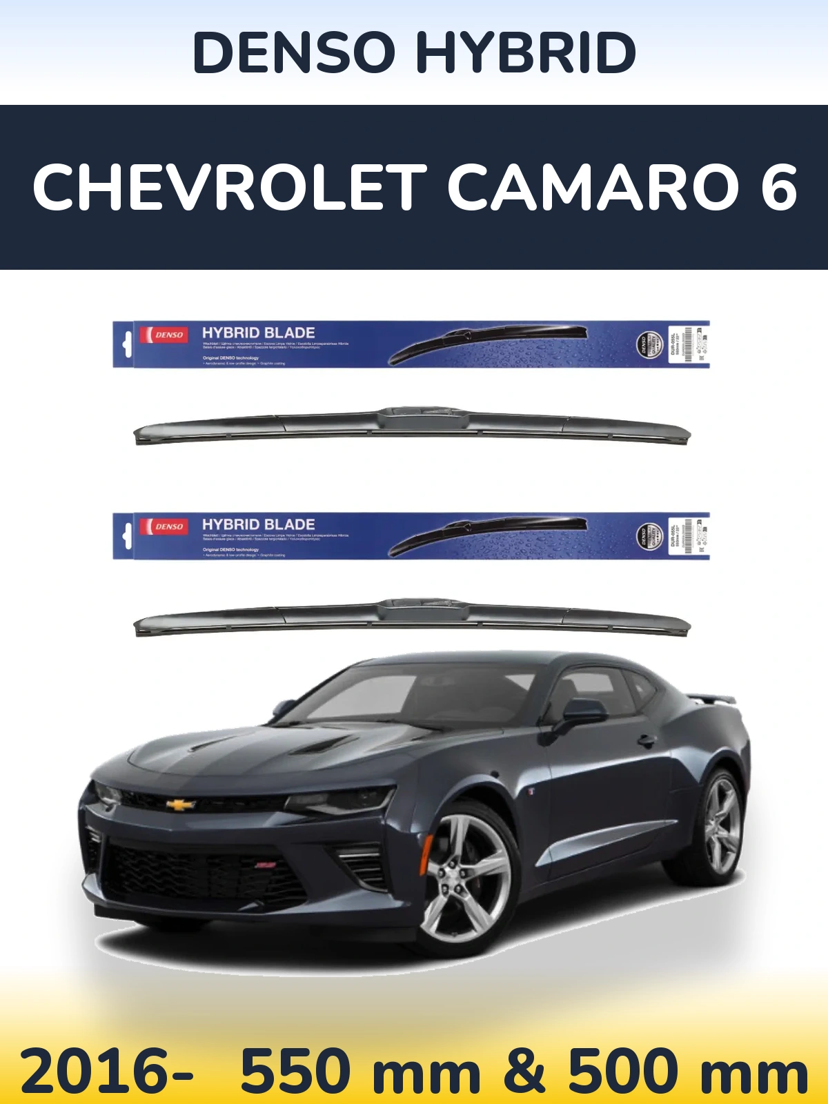 Komplet przednich wycieraczek Denso Hybrid 550 & 500 mm do Chevrolet Camaro 6 2016-2026