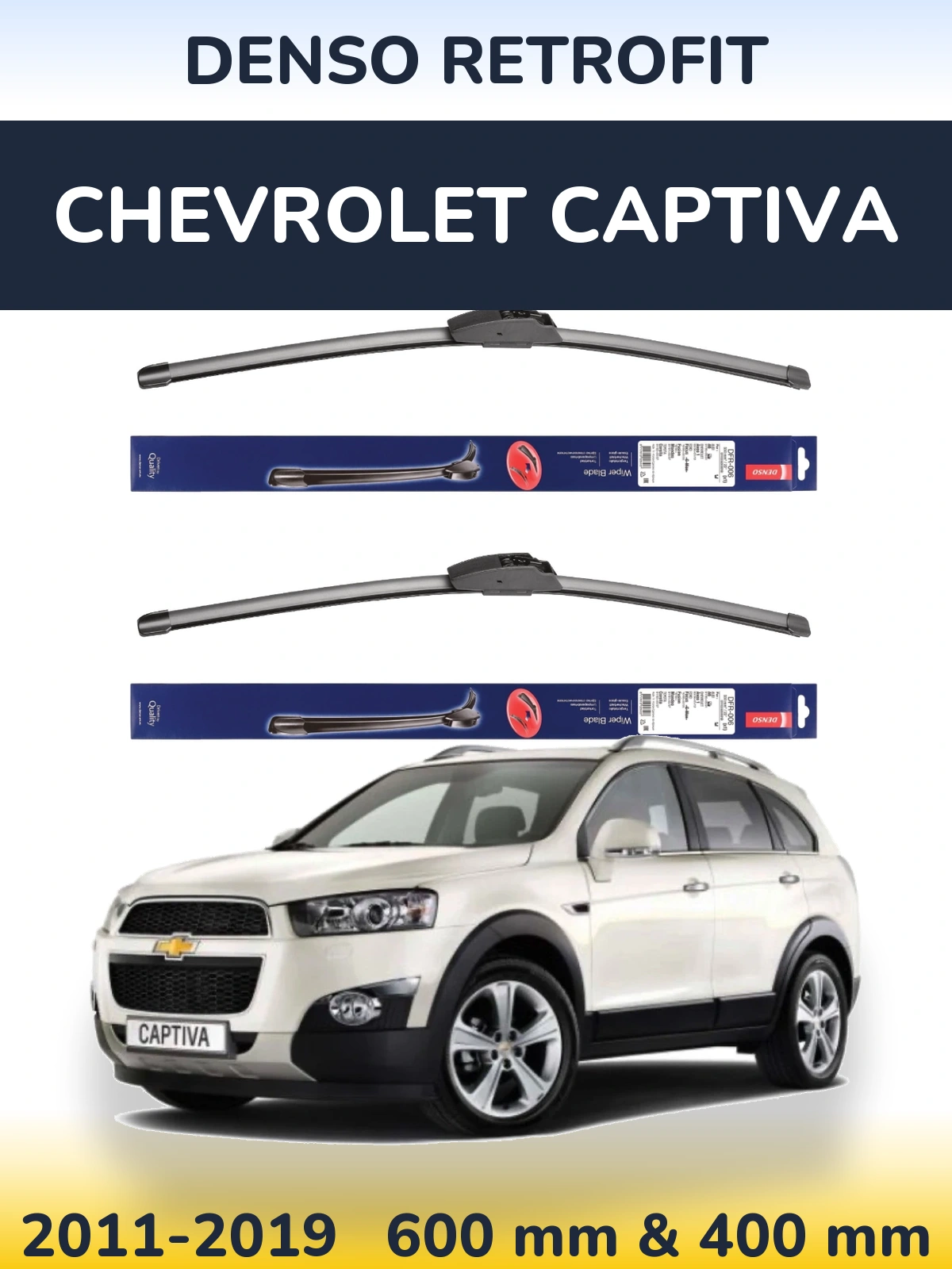Komplet przednich wycieraczek Denso Retrofit 600 & 400 mm do Chevrolet Captiva 2011-2019