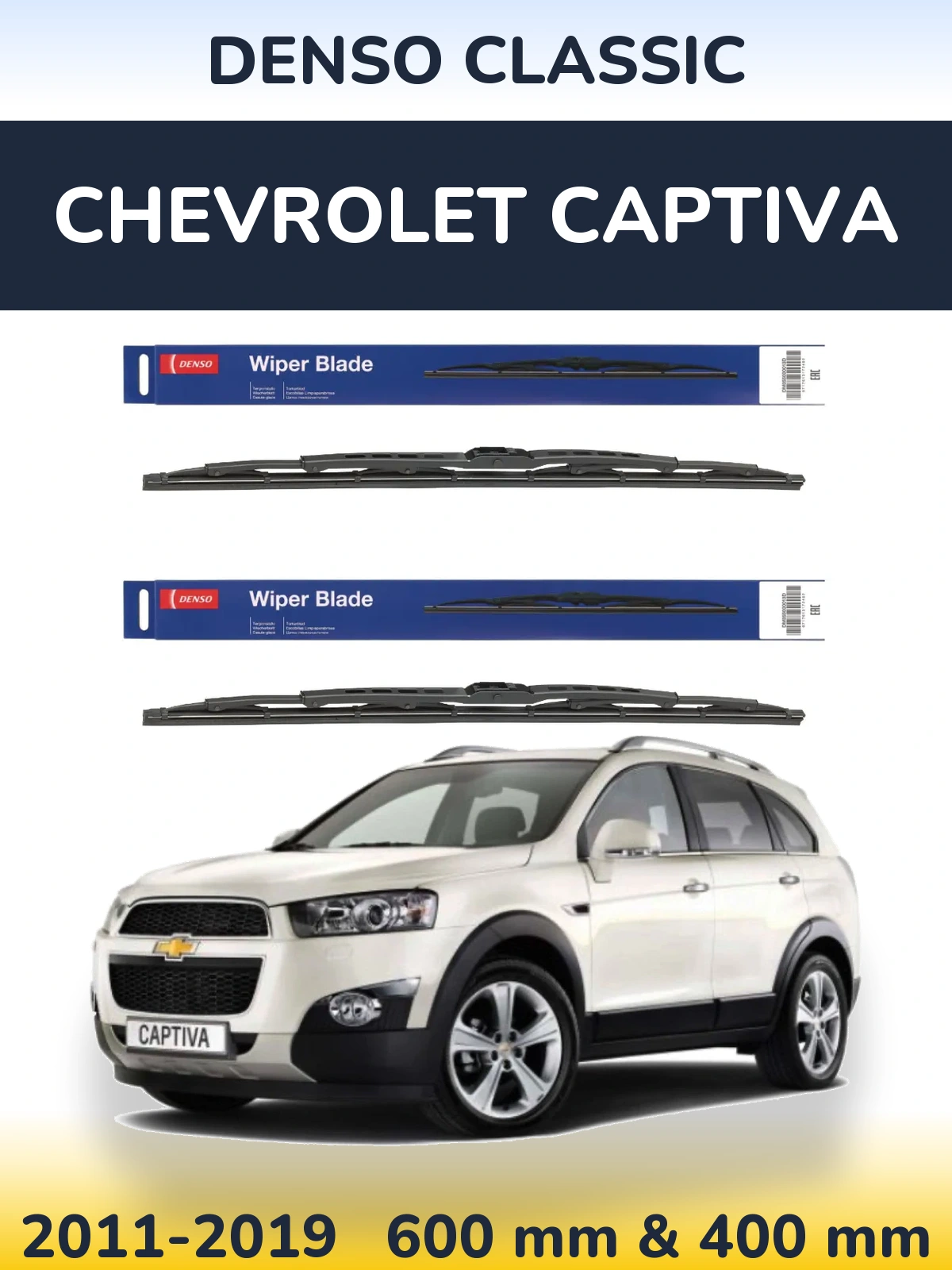 Front wiper blade set Denso Classic 600 & 400 mm for Chevrolet Captiva 2011-2019