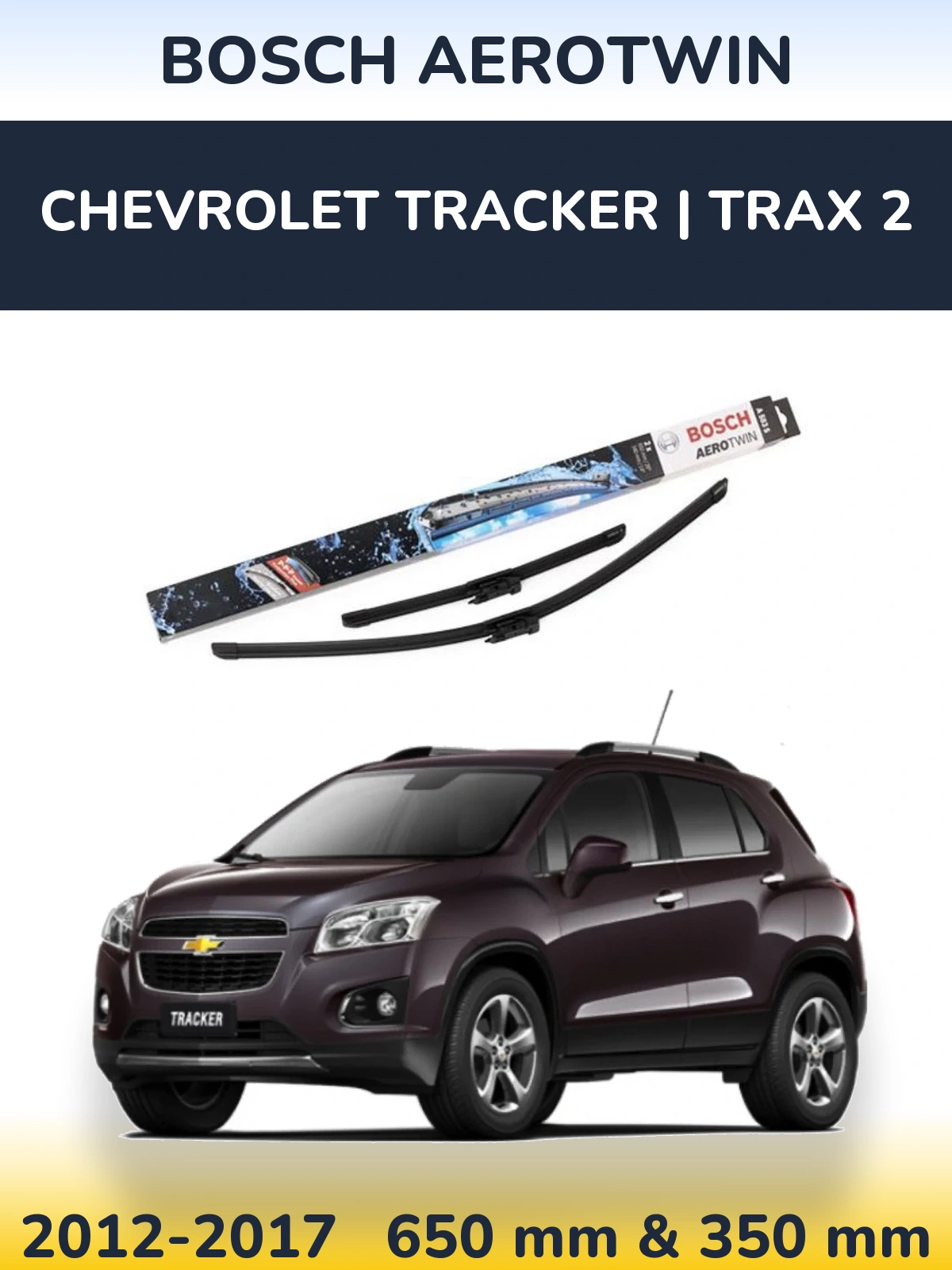 Komplet przednich wycieraczek BOSCH AeroTwin 650 & 340 mm do Chevrolet Tracker | Trax 2 2012-2017
