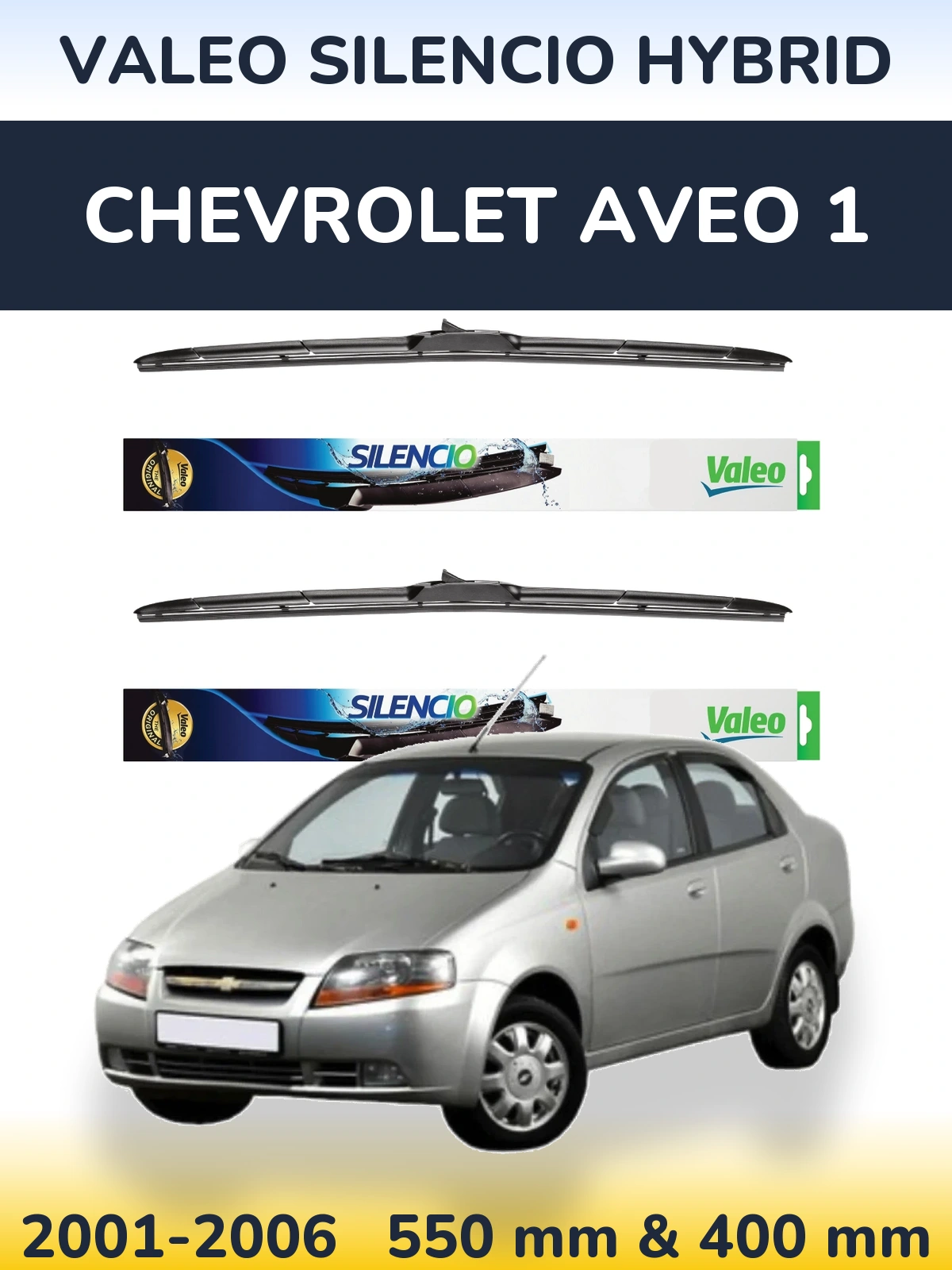 Комплект передних дворников Valeo Silencio Hybrid 550 & 400 мм для Chevrolet Aveo 1 2001-2006