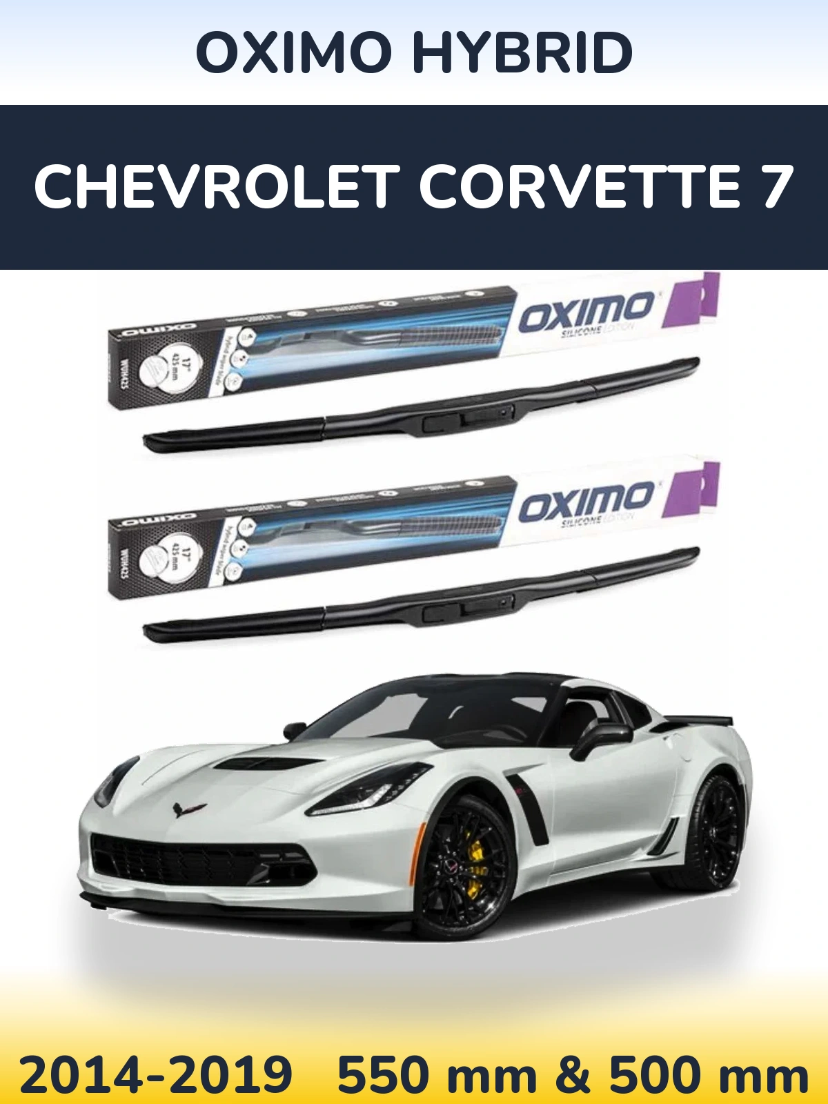 Комплект передних дворников Oximo Hybrid 550 & 500 мм для Chevrolet Corvette 7 2014-2019