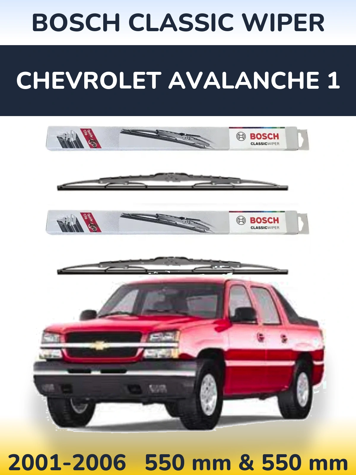 Komplet przednich wycieraczek BOSCH Classic Wiper 550 & 550 mm do Chevrolet Avalanche 1 2001-2006