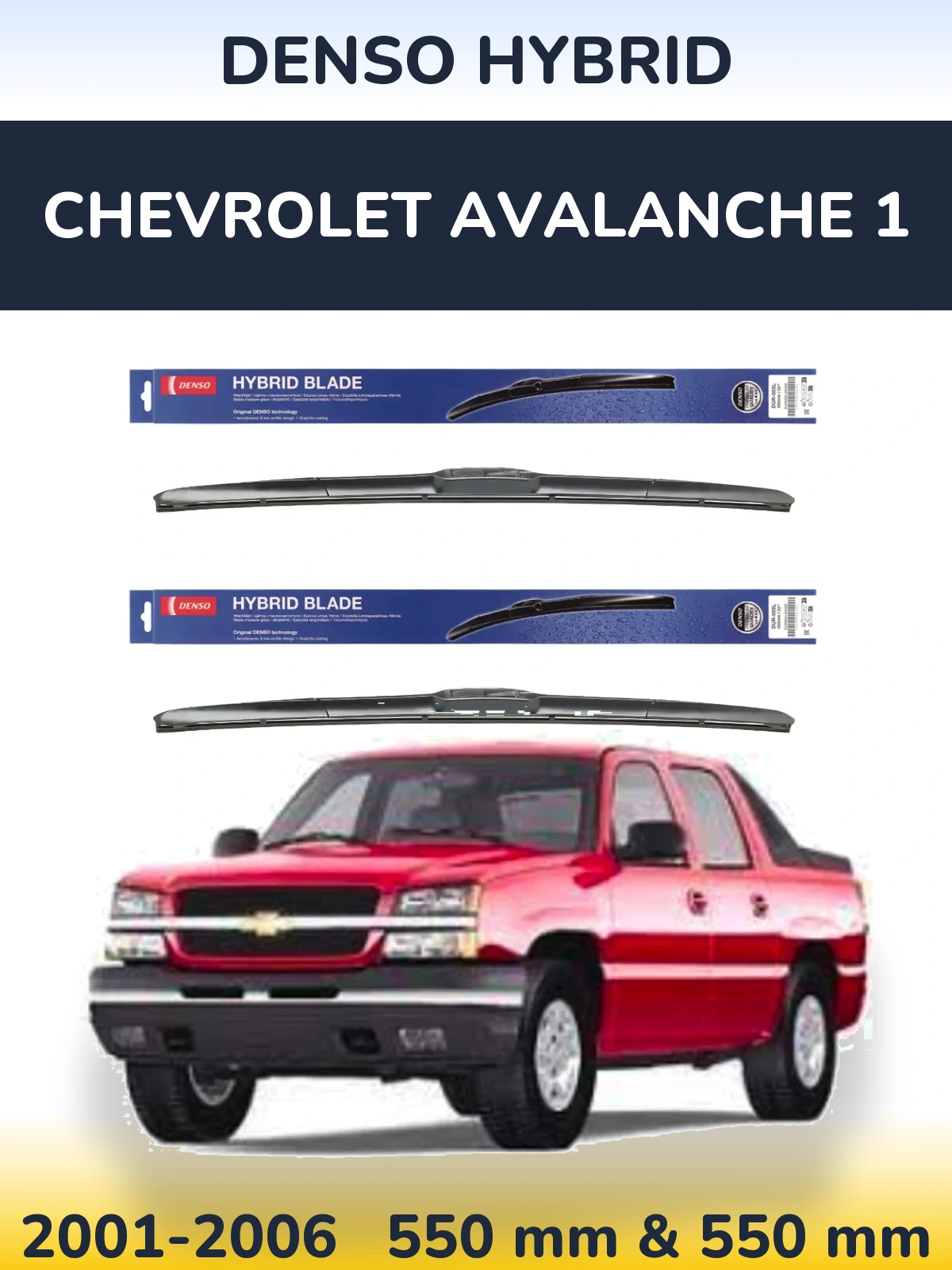 Komplet przednich wycieraczek Denso Hybrid 550 & 550 mm do Chevrolet Avalanche 1 2001-2006