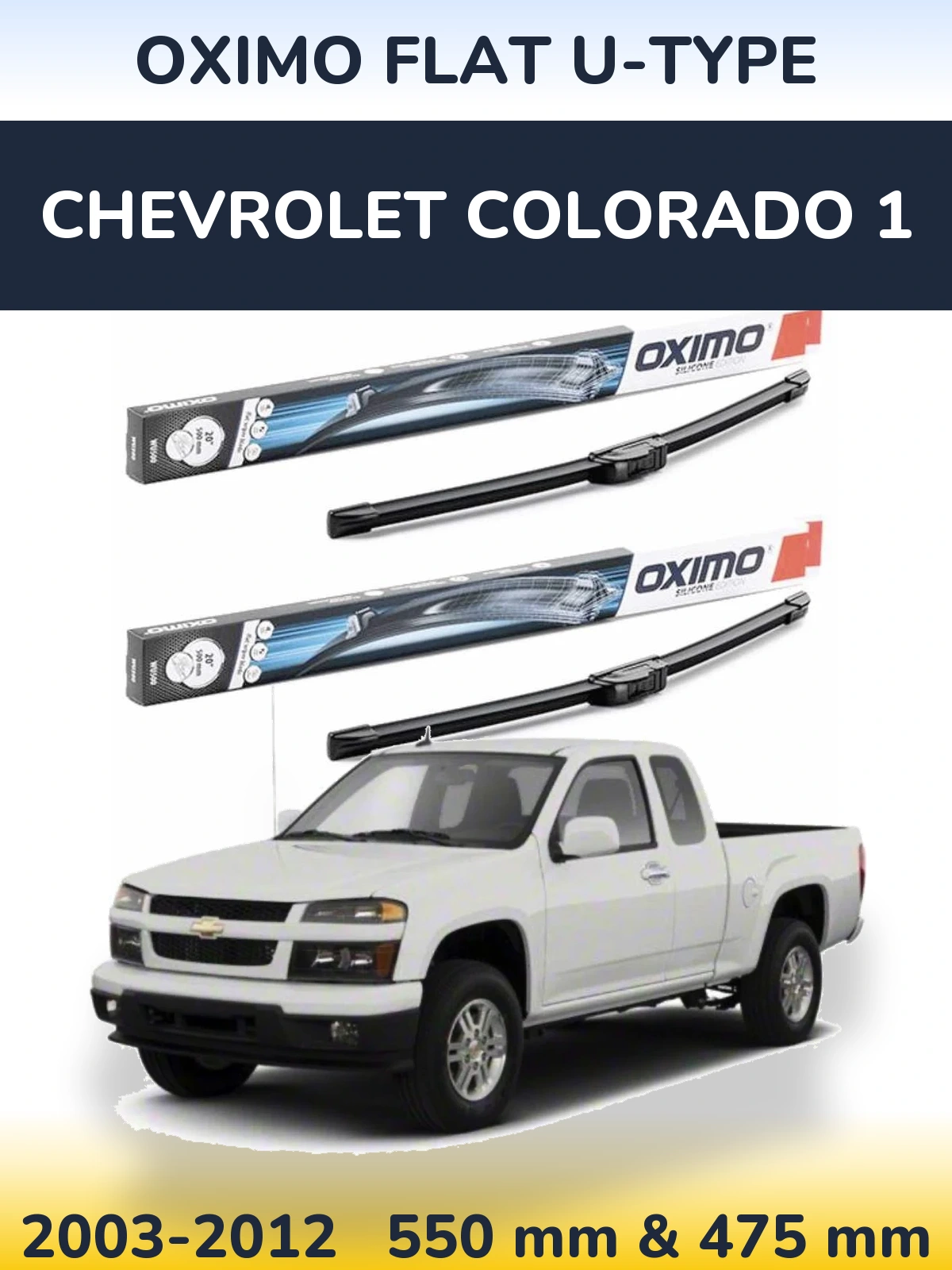 Комплект передних дворников Oximo Flat U-type 550 & 475 мм для Chevrolet Colorado 1 2003-2012