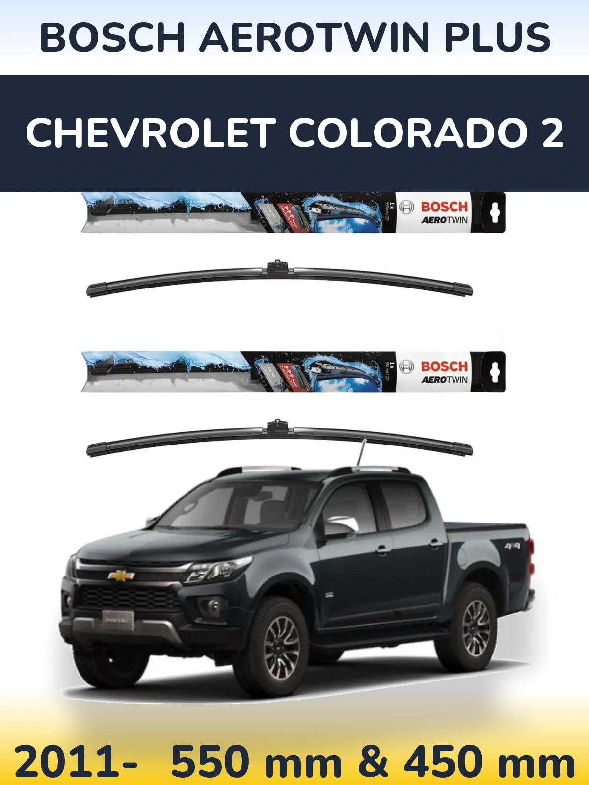Комплект передних дворников BOSCH AeroTwin Plus 550 & 450 мм для Chevrolet Colorado 2 2011-2026