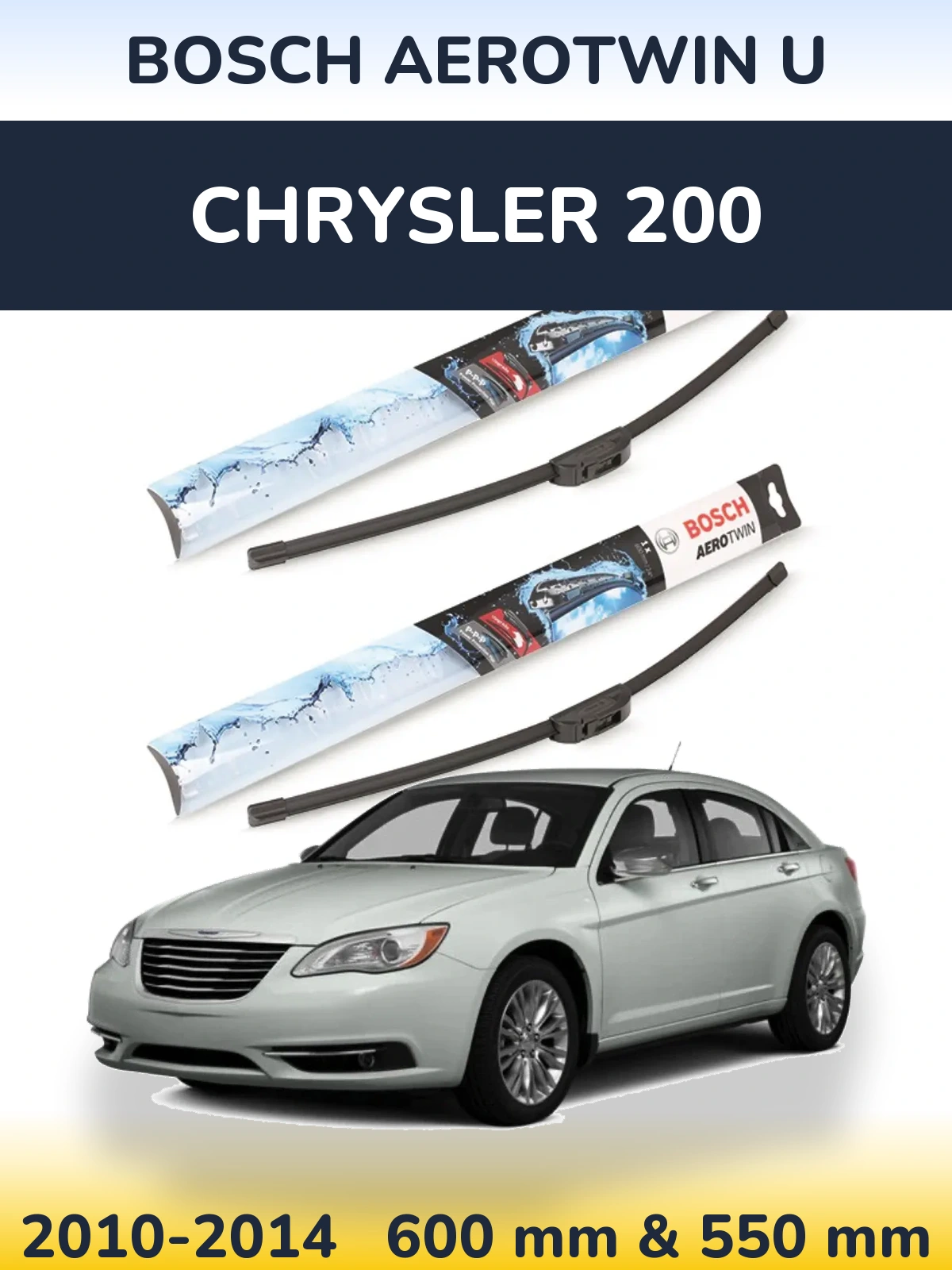 Комплект передних дворников BOSCH AeroTwin U 600 & 550 мм для Chrysler 200 2010-2014