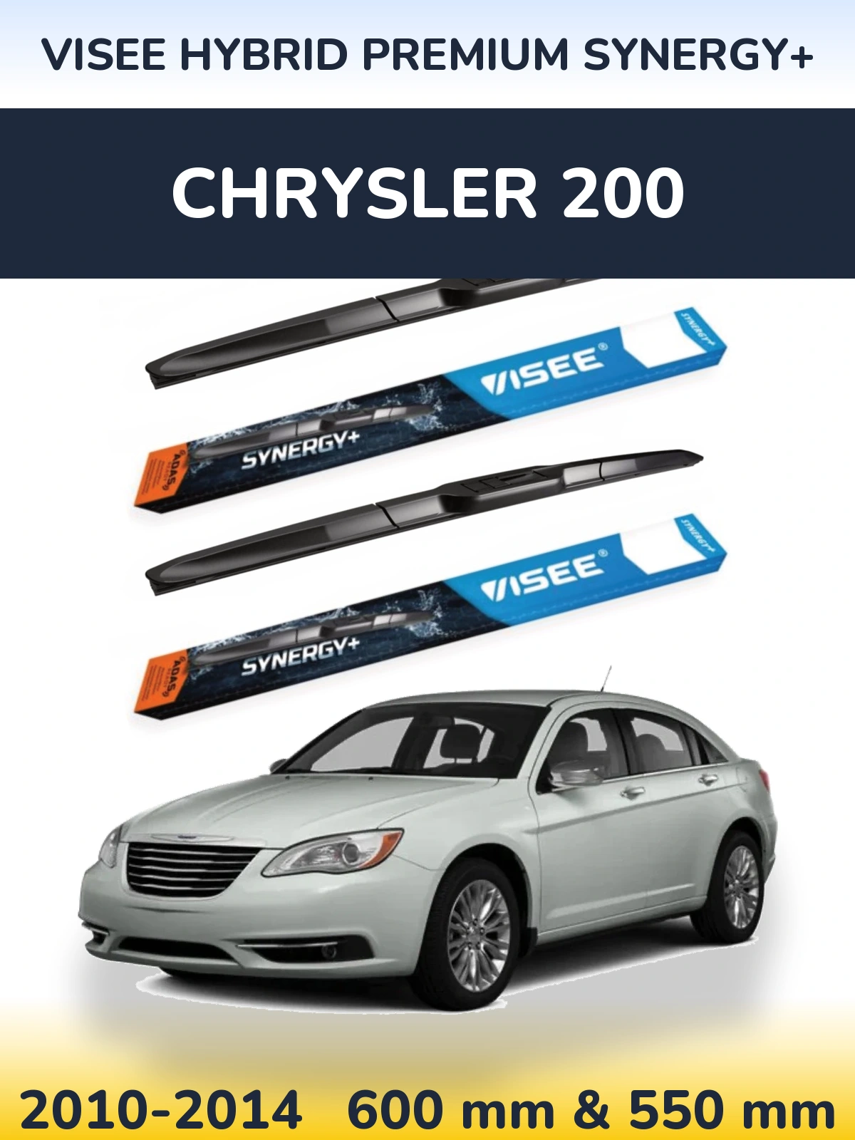 Комплект передних дворников VISEE HYBRID PREMIUM SYNERGY+ 600 & 550 мм для Chrysler 200 2010-2014