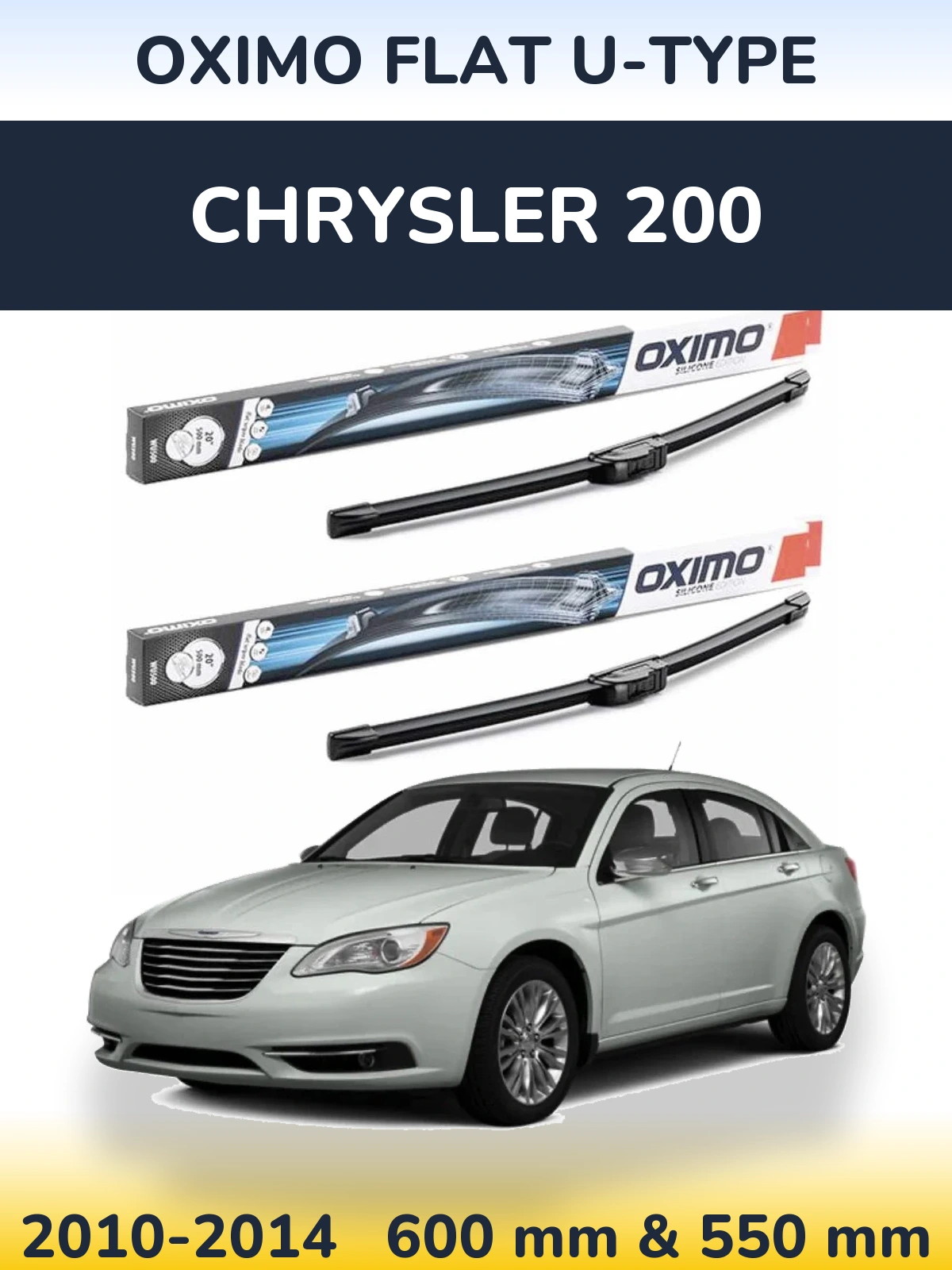 Комплект передних дворников Oximo Flat U-type 600 & 550 мм для Chrysler 200 2010-2014