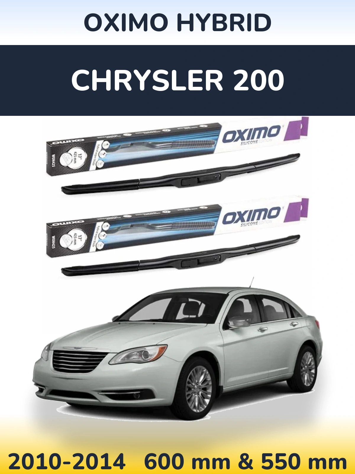 Комплект передних дворников Oximo Hybrid 600 & 550 мм для Chrysler 200 2010-2014