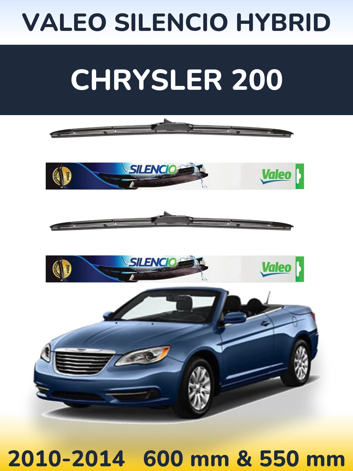 Комплект передних дворников Valeo Silencio Hybrid 600 & 550 мм для Chrysler 200 2010-2014