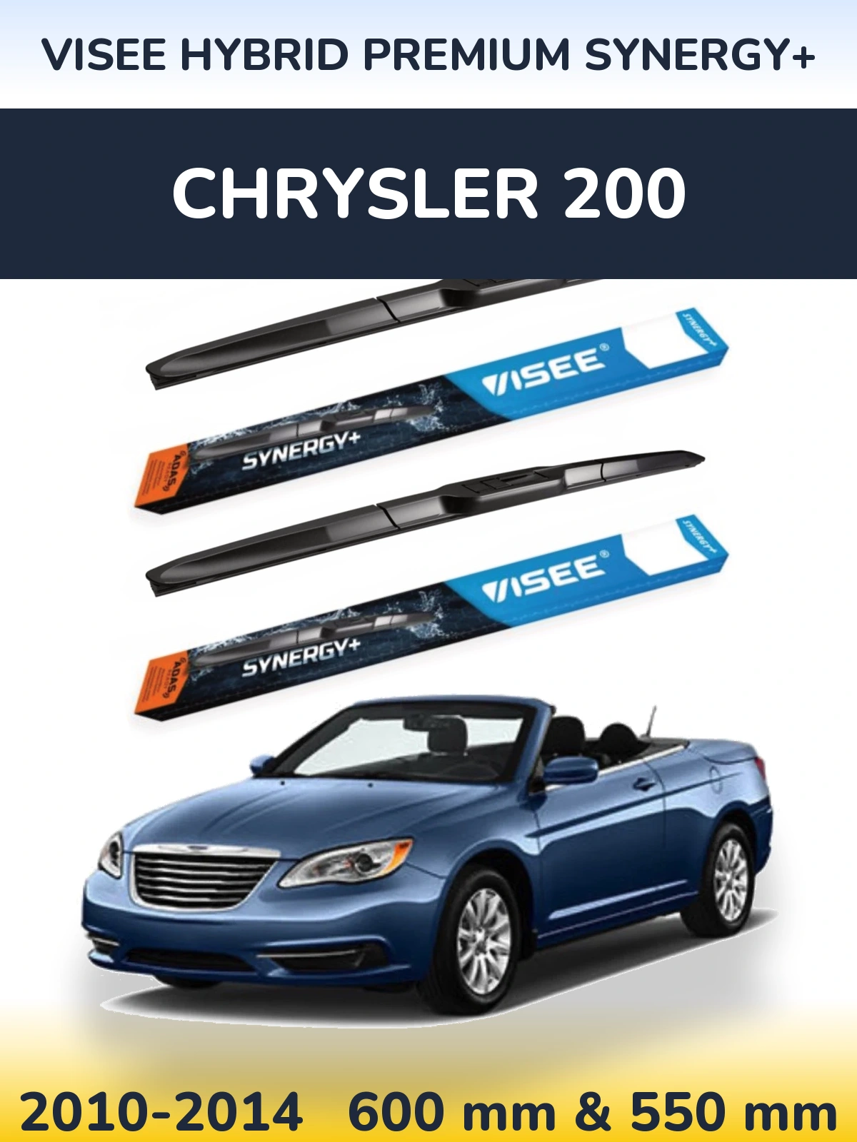 Комплект передних дворников VISEE HYBRID PREMIUM SYNERGY+ 600 & 550 мм для Chrysler 200 2010-2014
