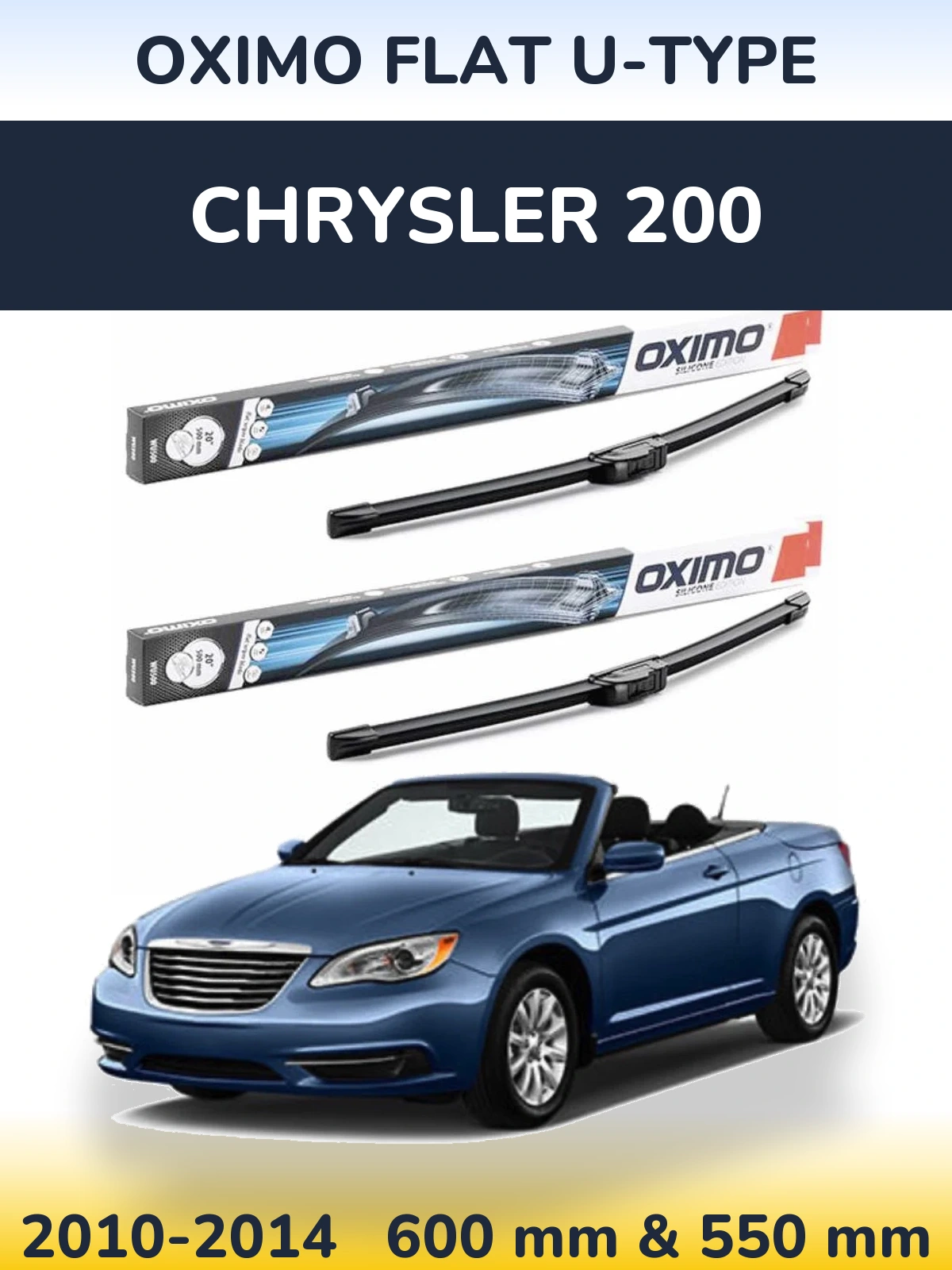 Комплект передних дворников Oximo Flat U-type 600 & 550 мм для Chrysler 200 2010-2014