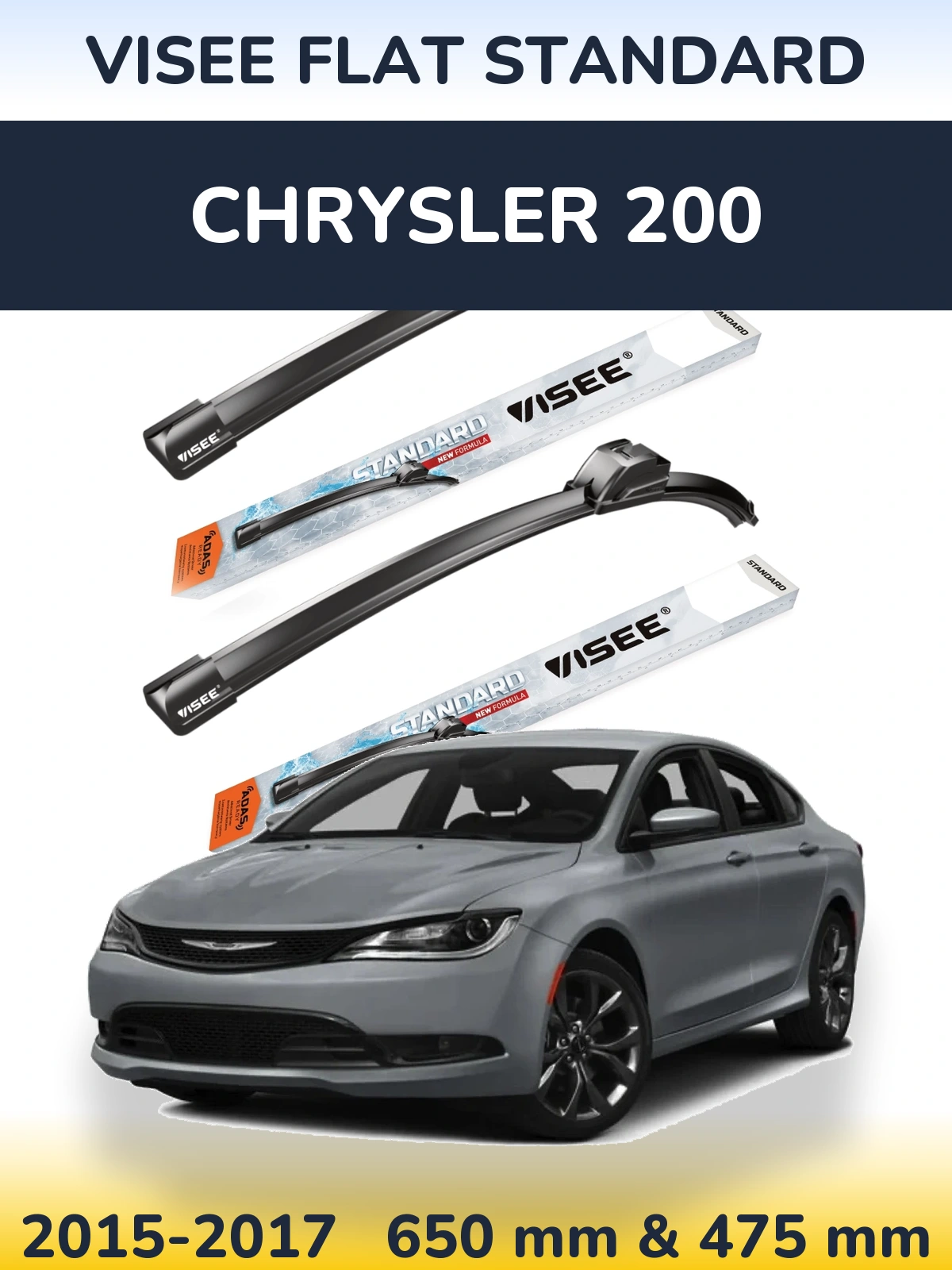 Komplet przednich wycieraczek VISEE FLAT STANDARD 650 & 475 mm do Chrysler 200 2015-2017