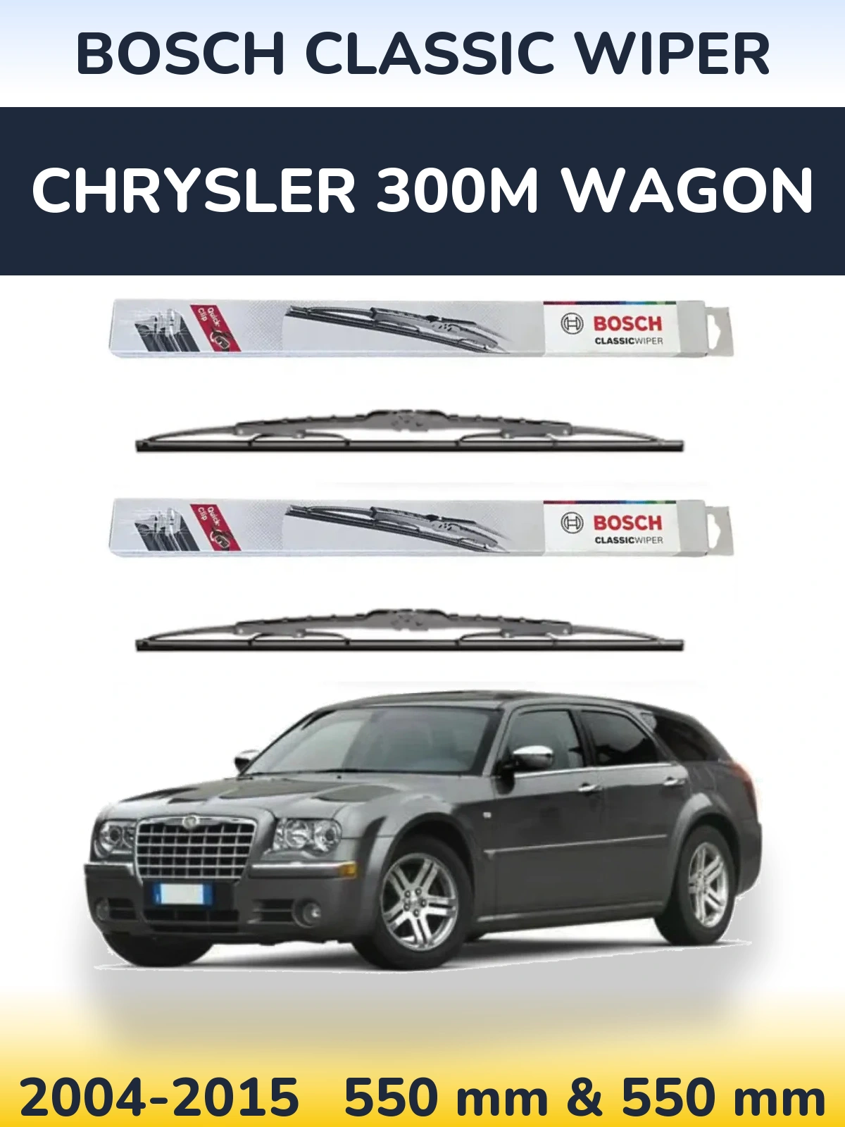 Комплект передних дворников BOSCH Classic Wiper 550 & 550 мм для Chrysler 300M Wagon 2004-2015