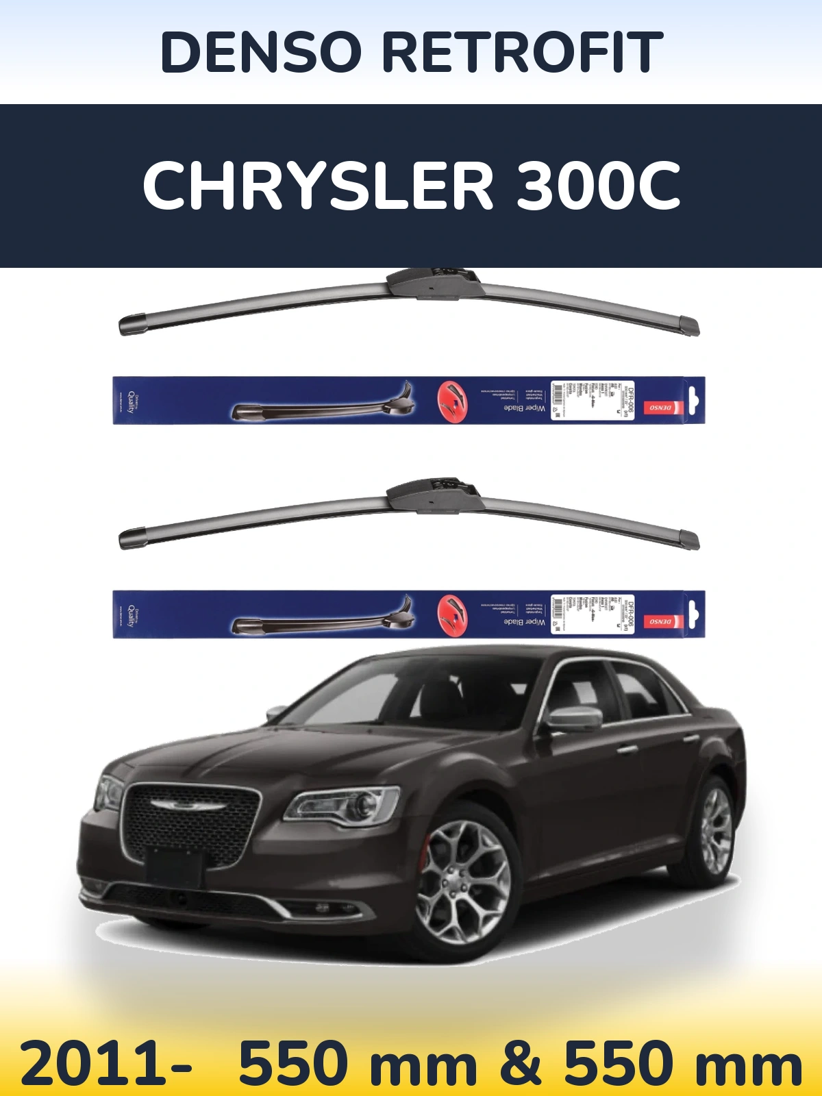 Komplet przednich wycieraczek Denso Retrofit 550 & 550 mm do Chrysler 300C 2011-2026