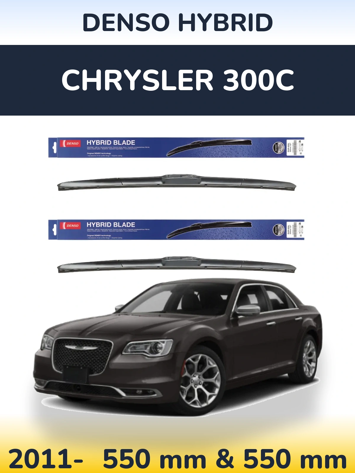 Komplet przednich wycieraczek Denso Hybrid 550 & 550 mm do Chrysler 300C 2011-2026