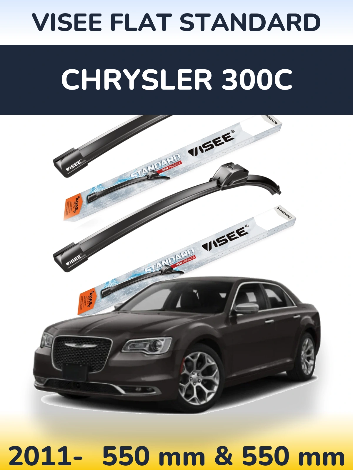 Komplet przednich wycieraczek VISEE FLAT STANDARD 550 & 550 mm do Chrysler 300C 2011-2026