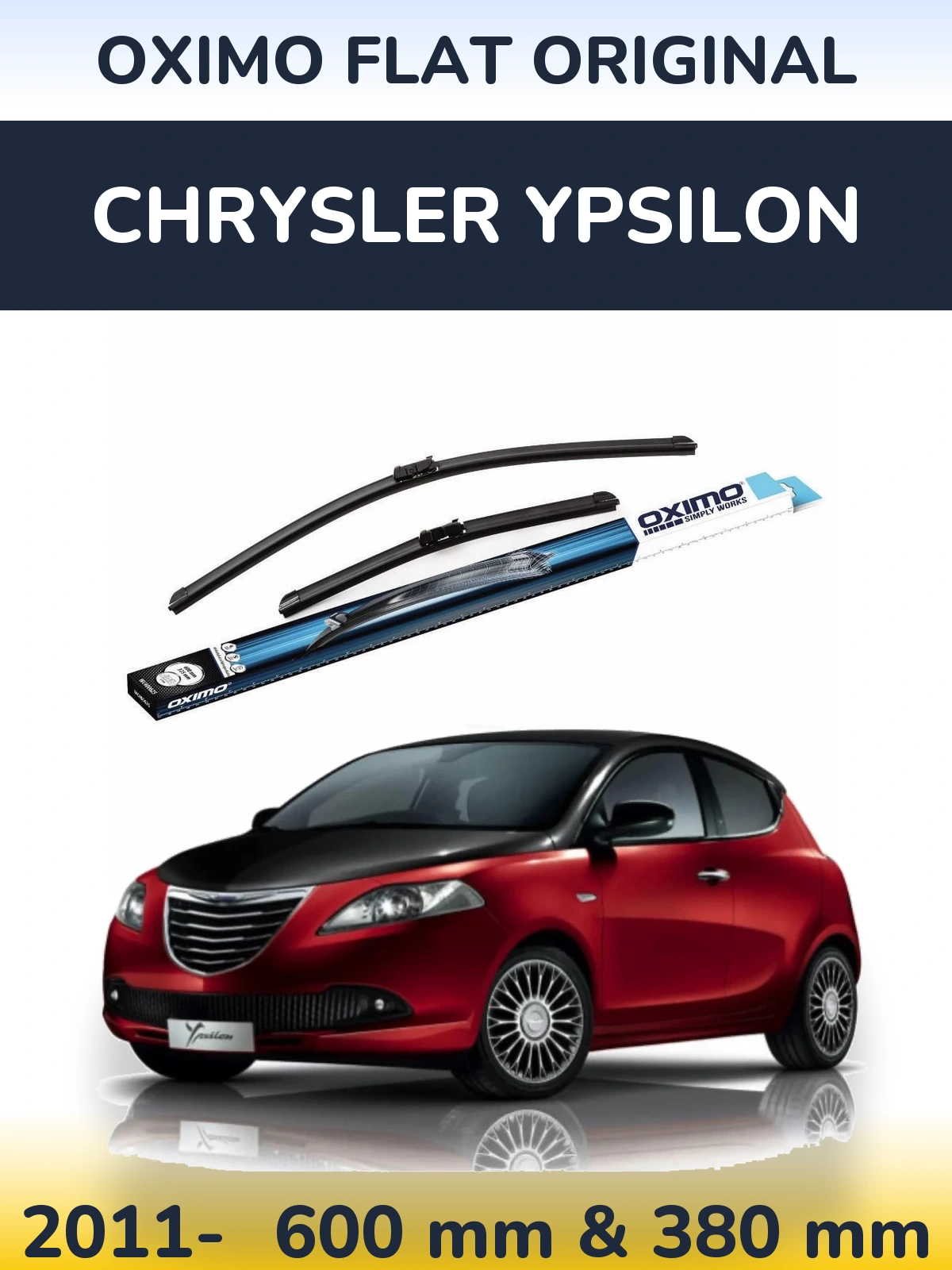 Комплект передних дворников Oximo Flat Original 600 & 380 мм для Chrysler Ypsilon 2011-2026