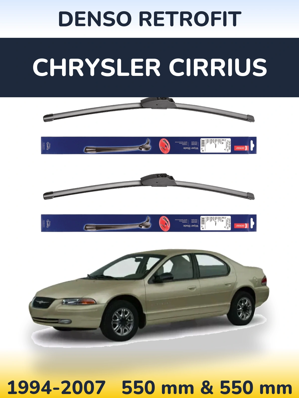 Komplet przednich wycieraczek Denso Retrofit 550 & 550 mm do Chrysler Cirrius 1994-2007
