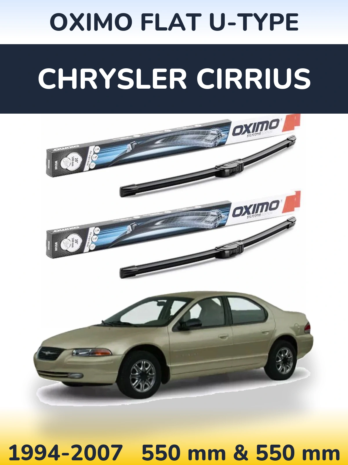 Komplet przednich wycieraczek Oximo Flat U-type 550 & 550 mm do Chrysler Cirrius 1994-2007