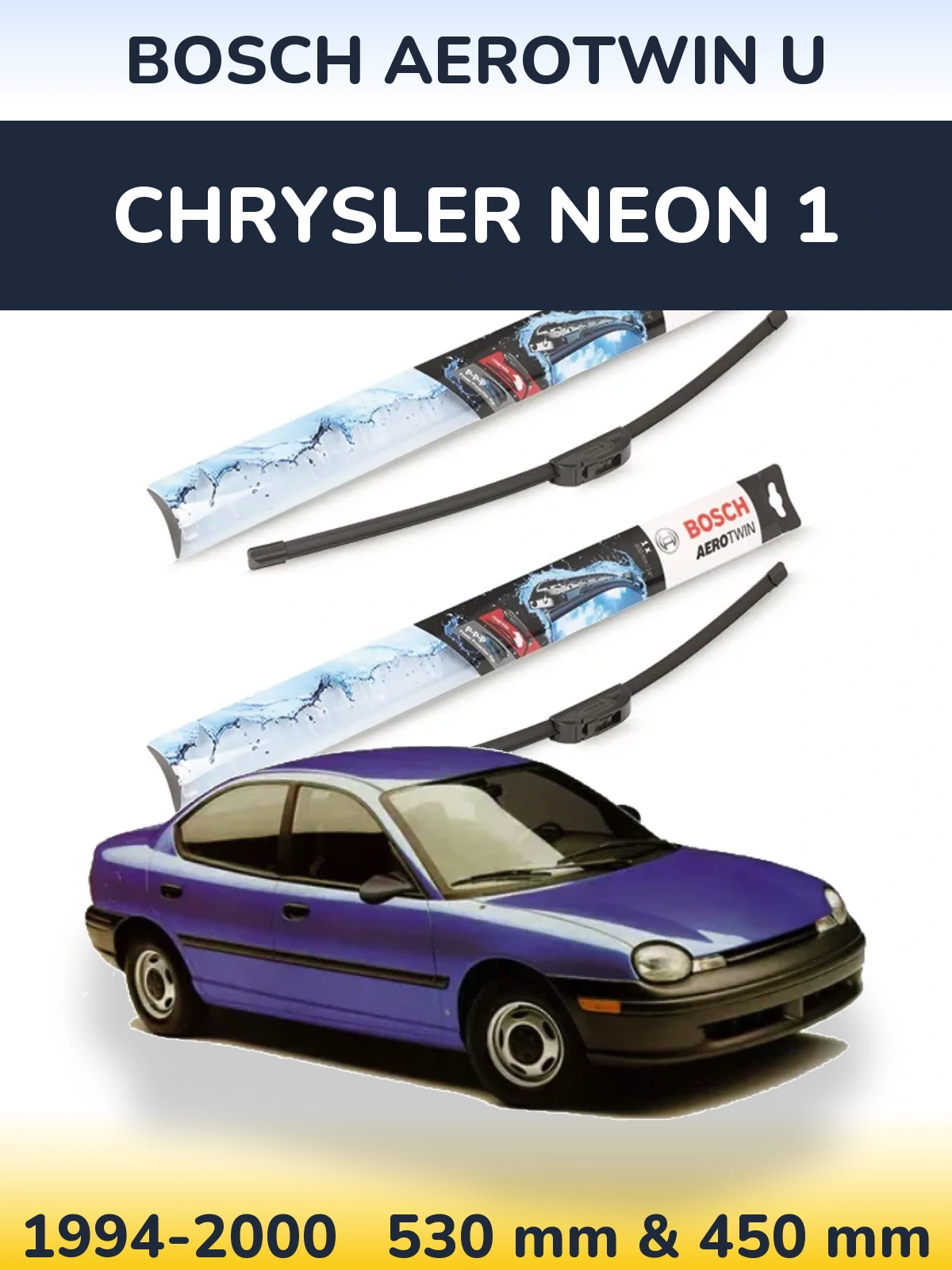 Komplet przednich wycieraczek BOSCH AeroTwin U 530 & 450 mm do Chrysler Neon 1 1994-2000