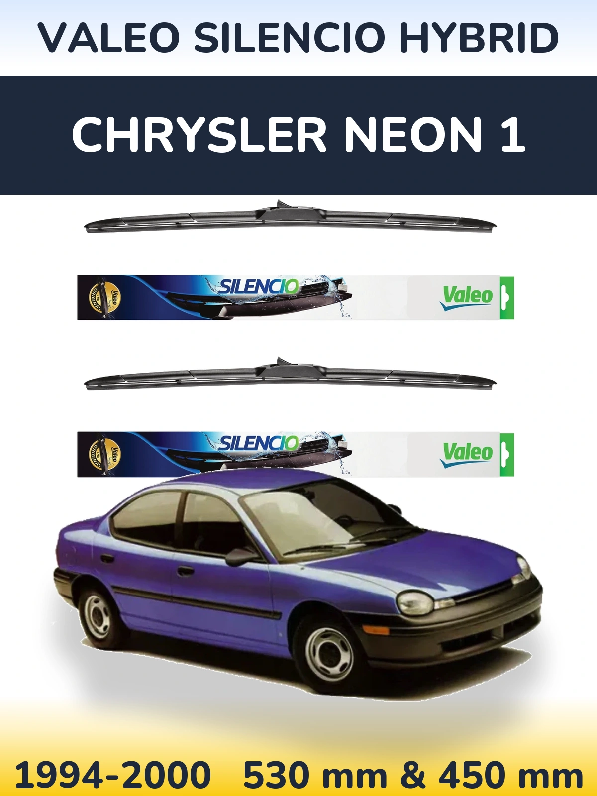 Комплект передних дворников Valeo Silencio Hybrid 530 & 450 мм для Chrysler Neon 1 1994-2000