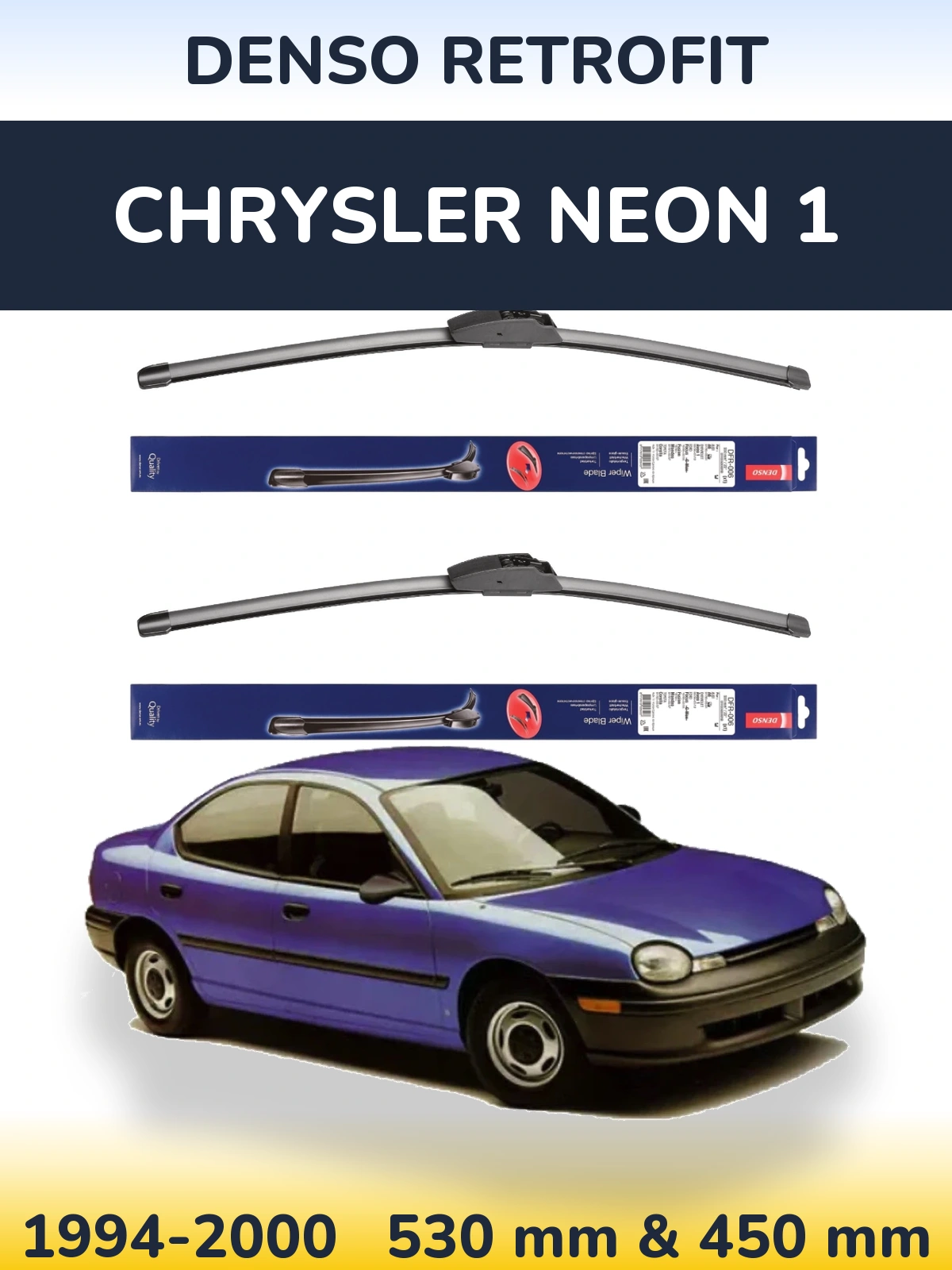 Komplet przednich wycieraczek Denso Retrofit 530 & 450 mm do Chrysler Neon 1 1994-2000