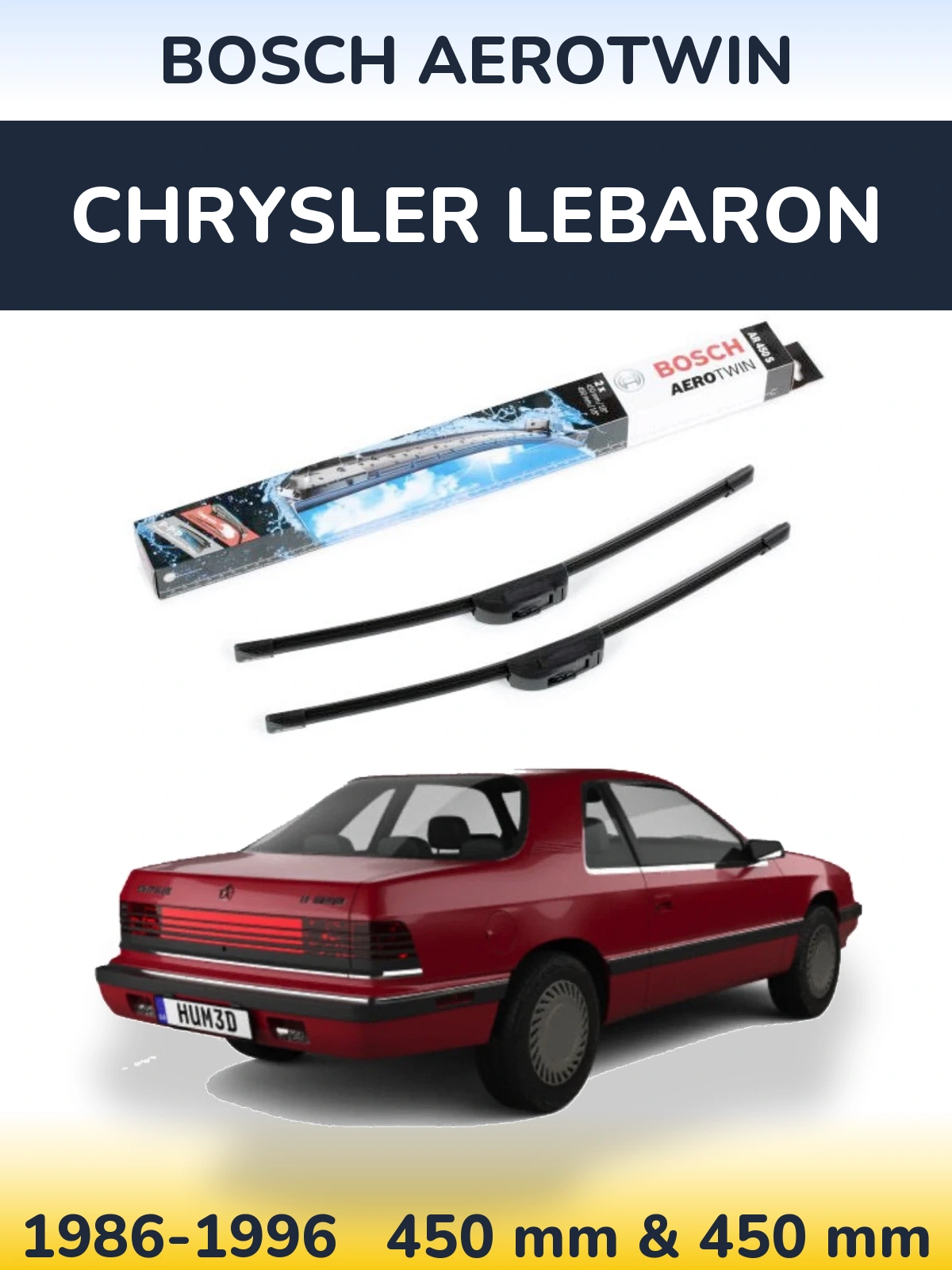 Komplet przednich wycieraczek BOSCH AeroTwin 450 & 450 mm do Chrysler LeBaron 1986-1996