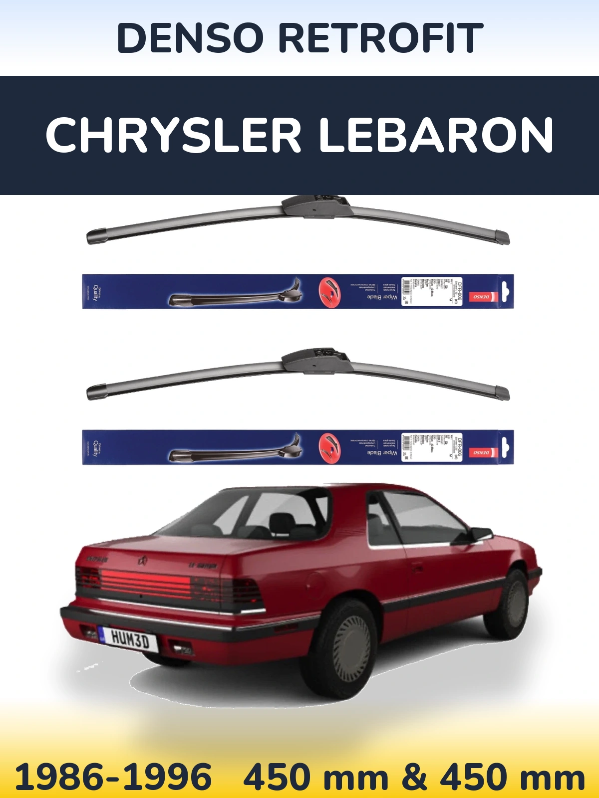Komplet przednich wycieraczek Denso Retrofit 450 & 450 mm do Chrysler LeBaron 1986-1996