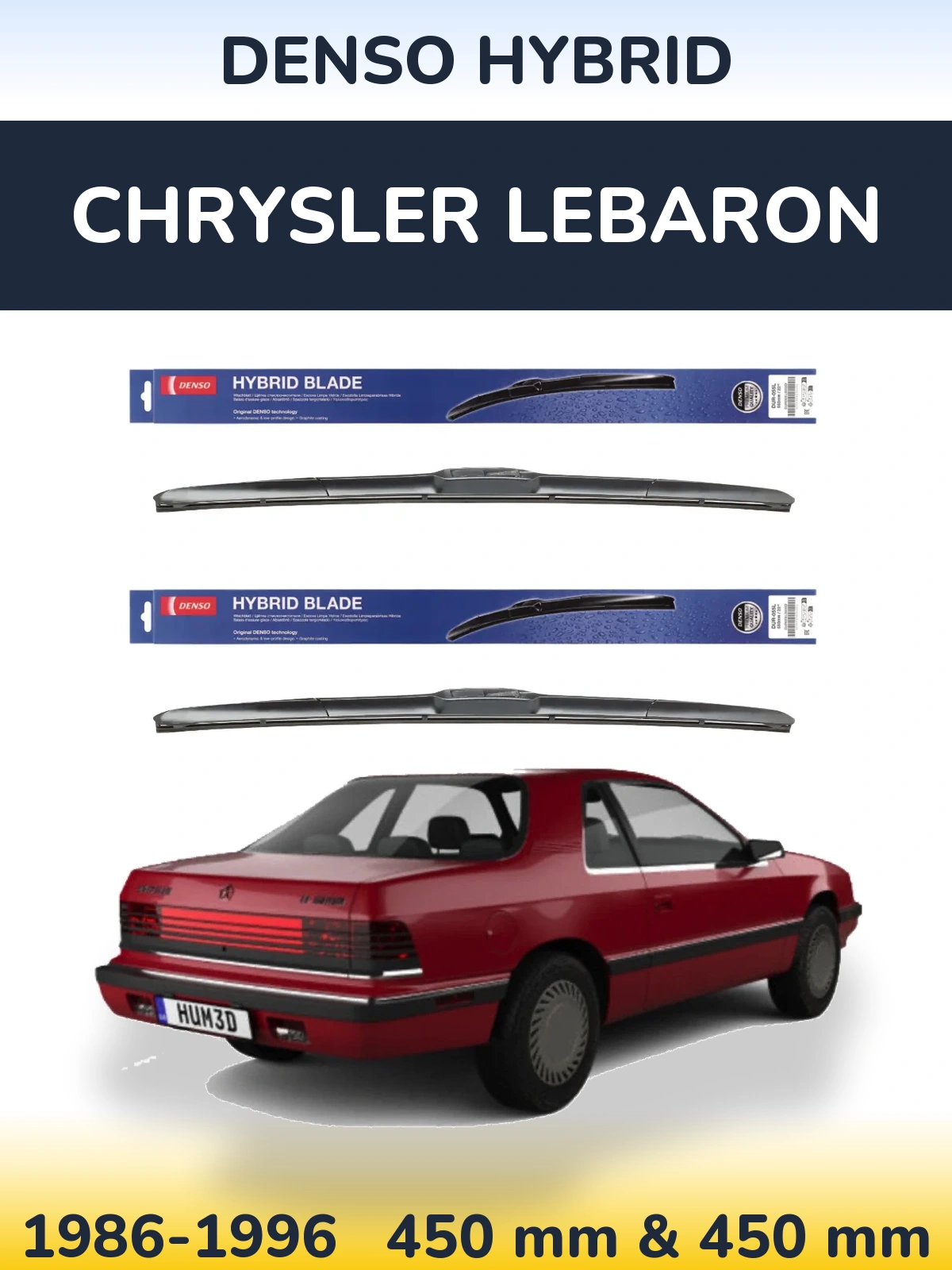 Komplet przednich wycieraczek Denso Hybrid 450 & 450 mm do Chrysler LeBaron 1986-1996