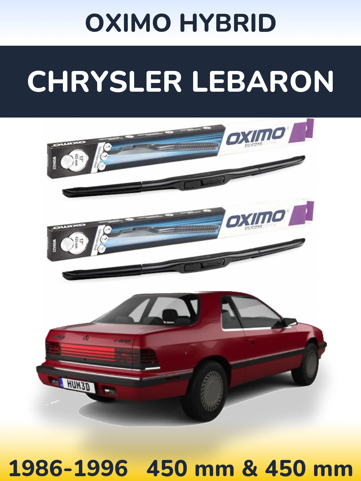 Komplet przednich wycieraczek Oximo Hybrid 450 & 450 mm do Chrysler LeBaron 1986-1996